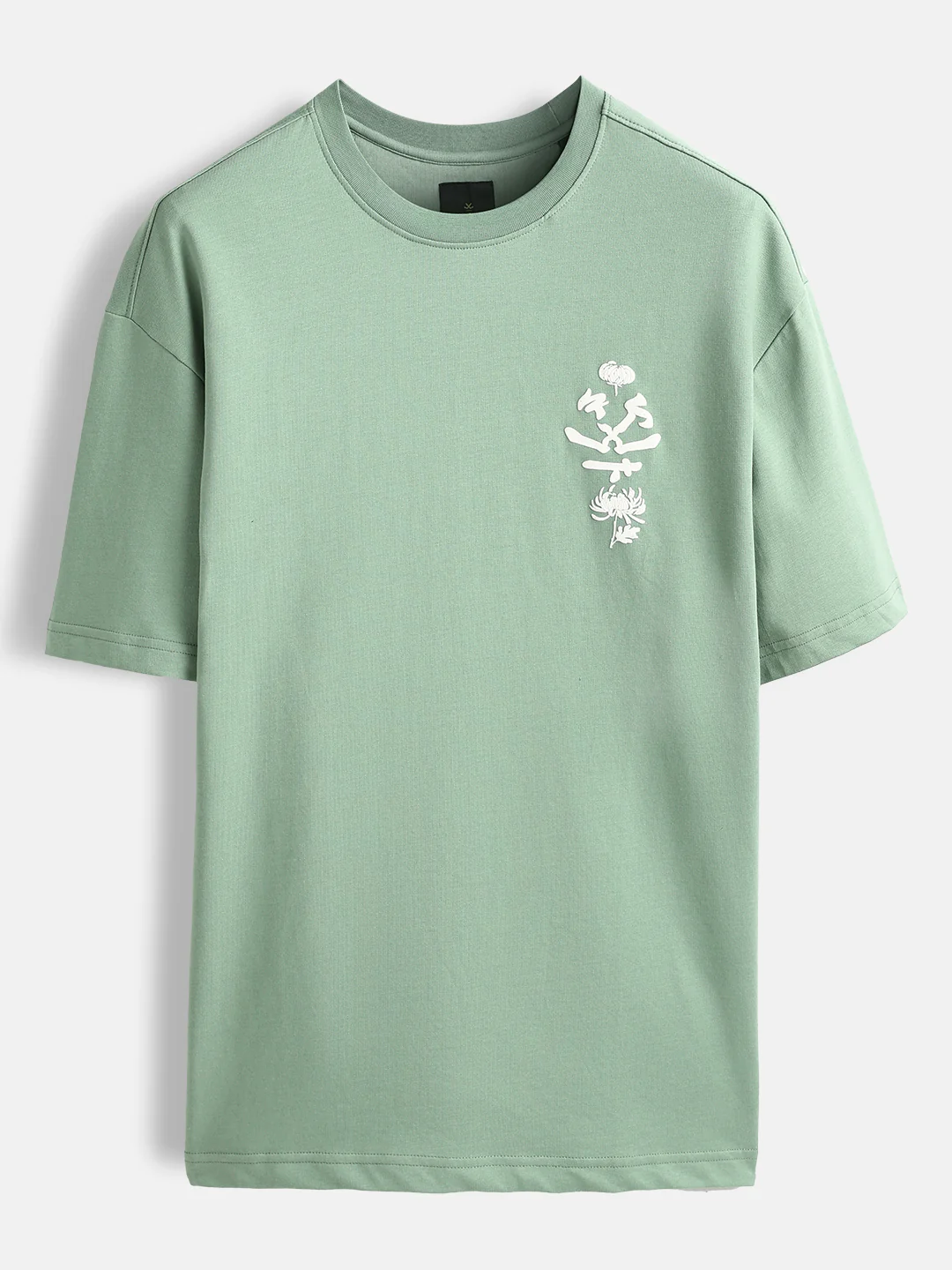 Minimal graphic print oversized tshirt | Green - Image 7