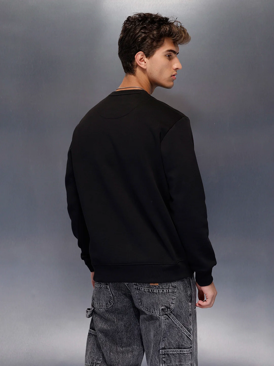 Minimal Script & Patch Sweatshirt | Black - Image 3