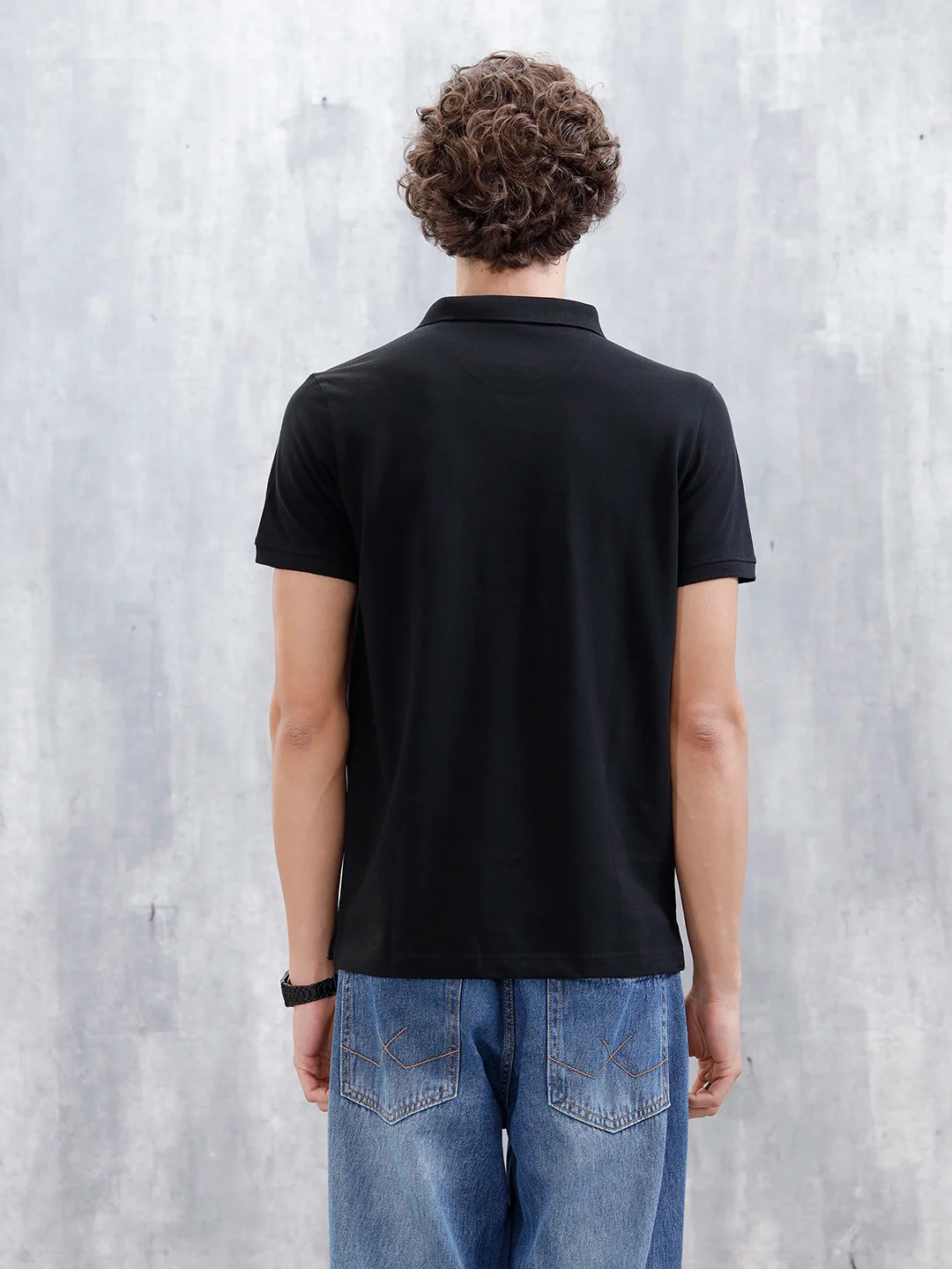 Minimalist Solid Polo Tee For Men | Black - Image 3