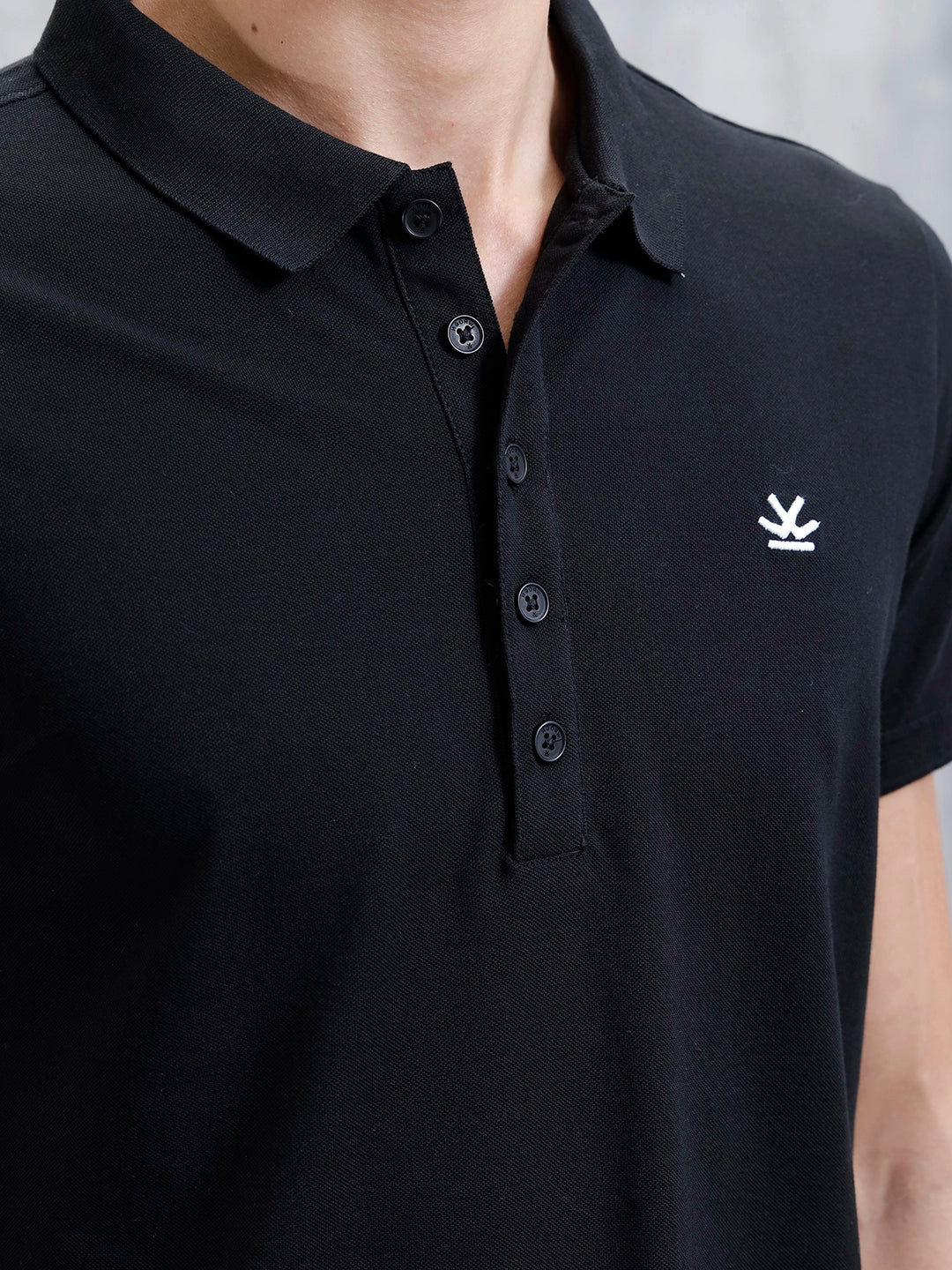 Minimalist Solid Polo Tee For Men | Black - Image 5