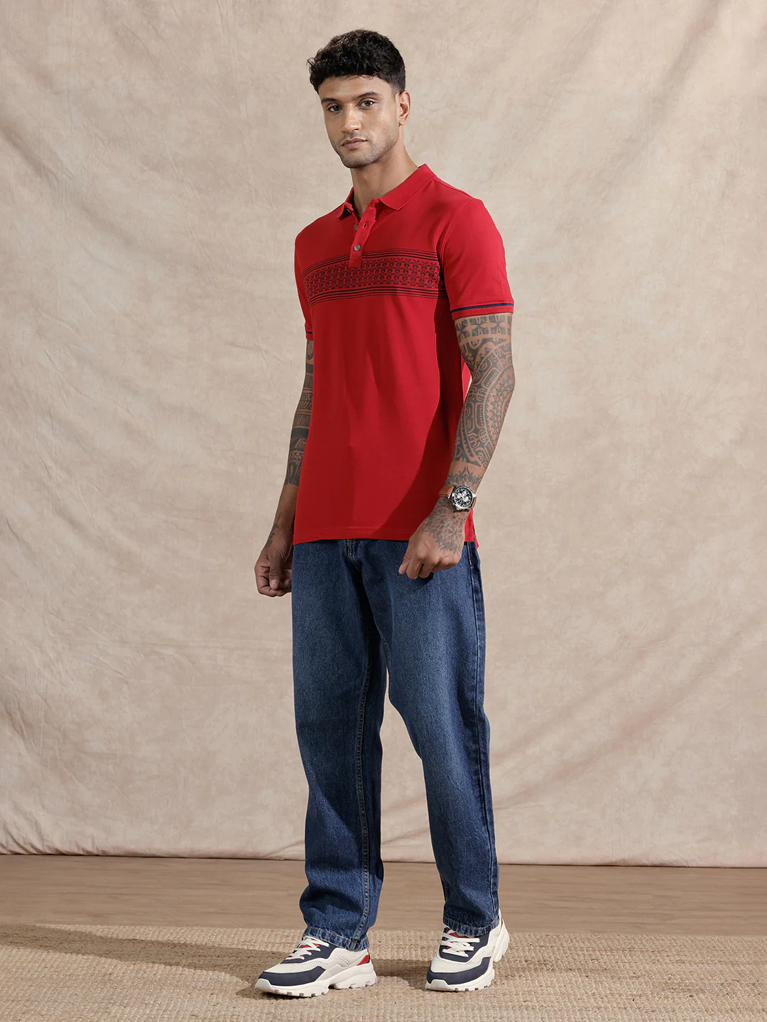 Monogram Logo Striped T-Shirt | Red - Image 2