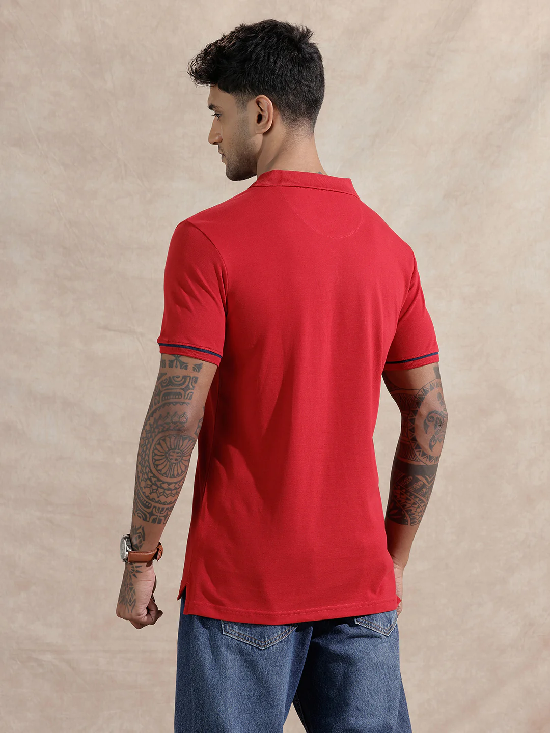 Monogram Logo Striped T-Shirt | Red - Image 3