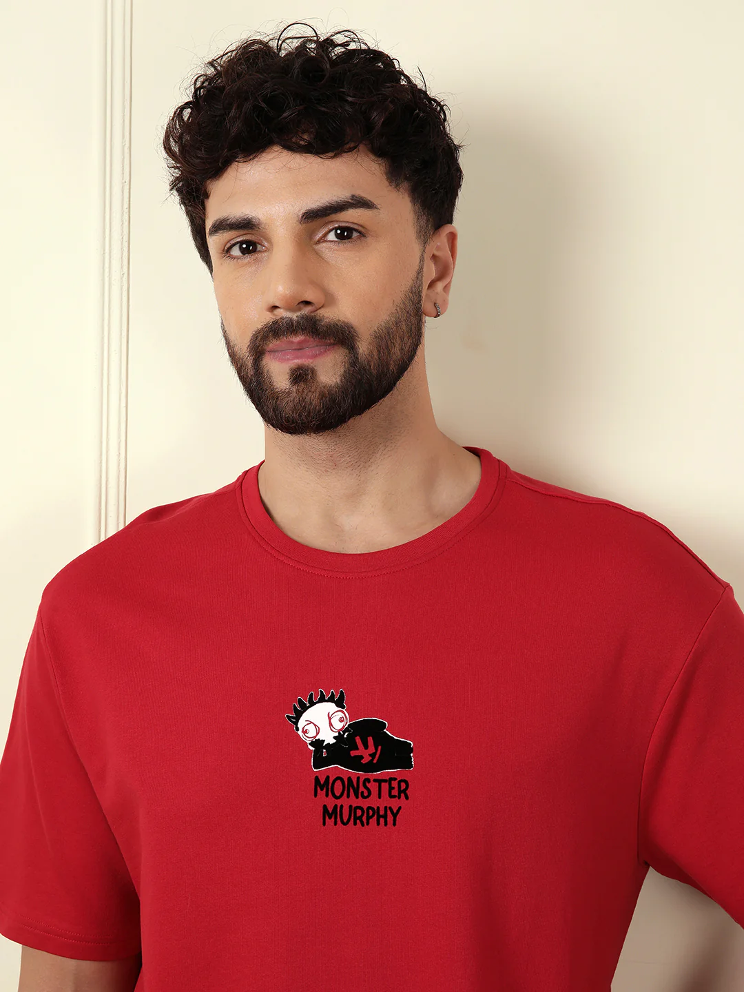 Heavy GSM Printed Monster T-Shirt | Red - Image 3