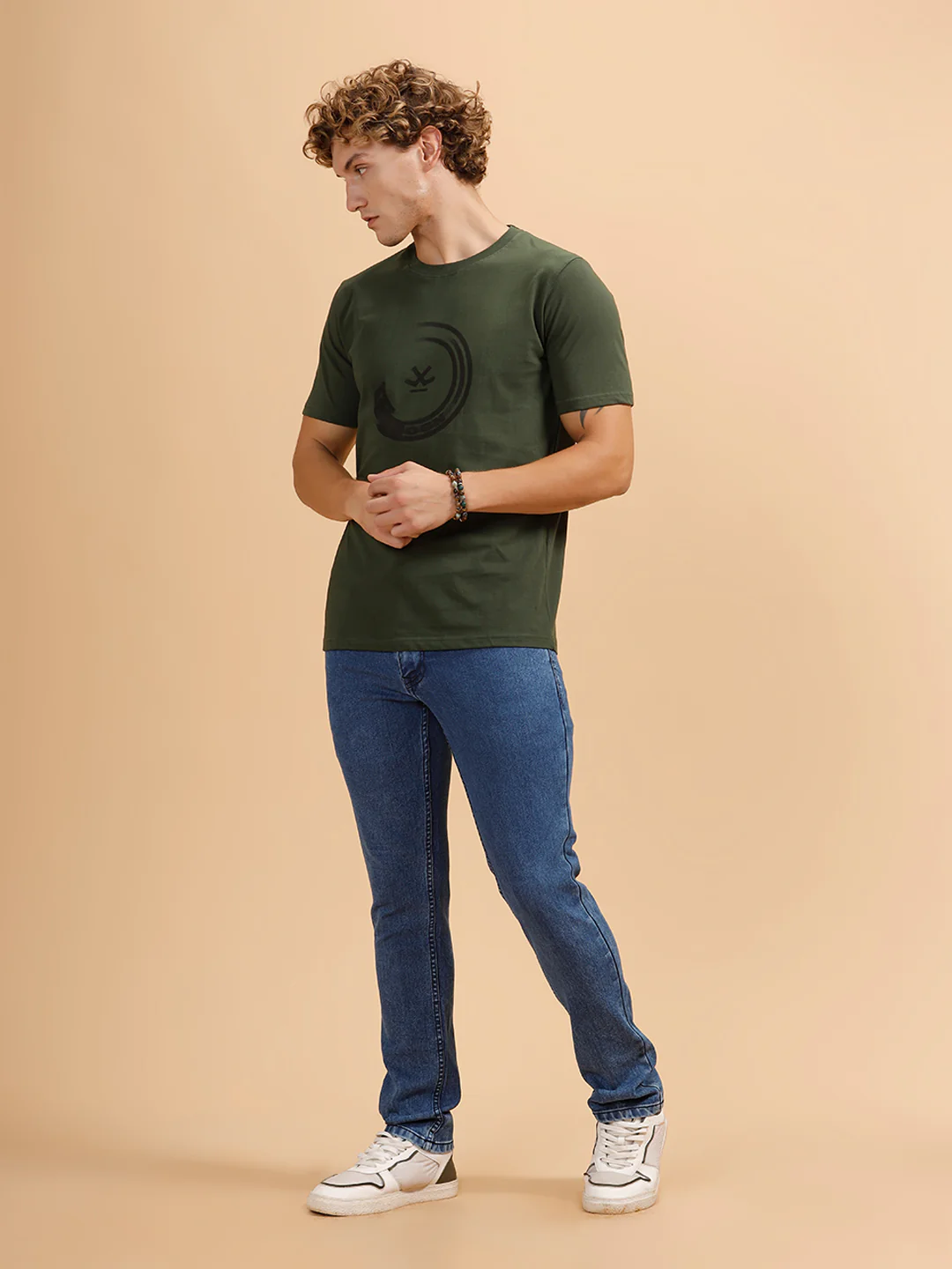 Motion Blur Printed T-Shirt | Olive - Image 2