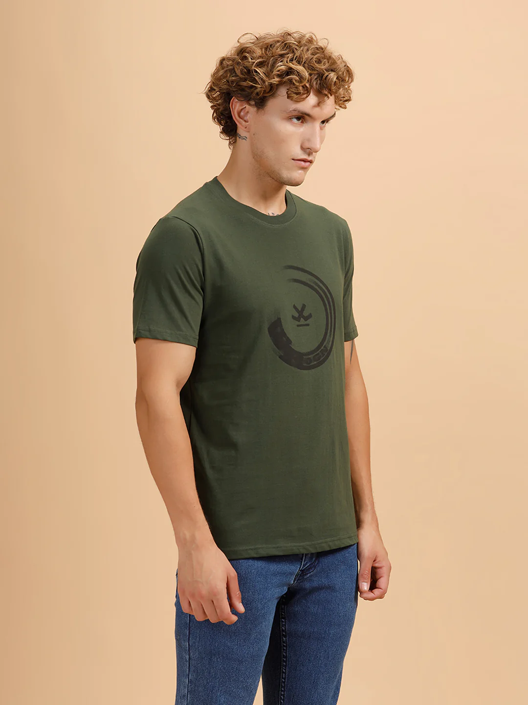 Motion Blur Printed T-Shirt | Olive - Image 4