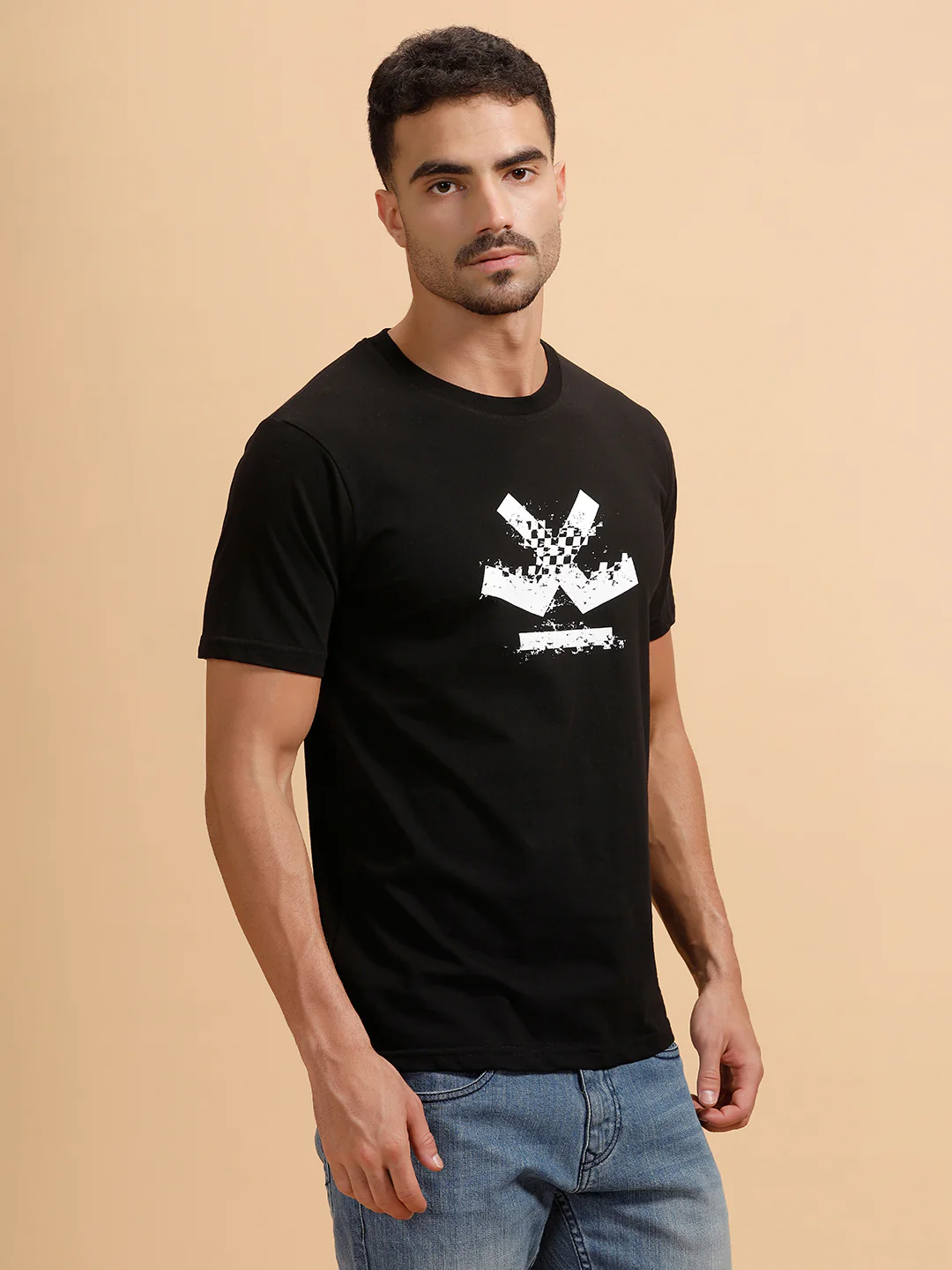 Moto Racer Logo Printed T-Shirt | Black - Image 4