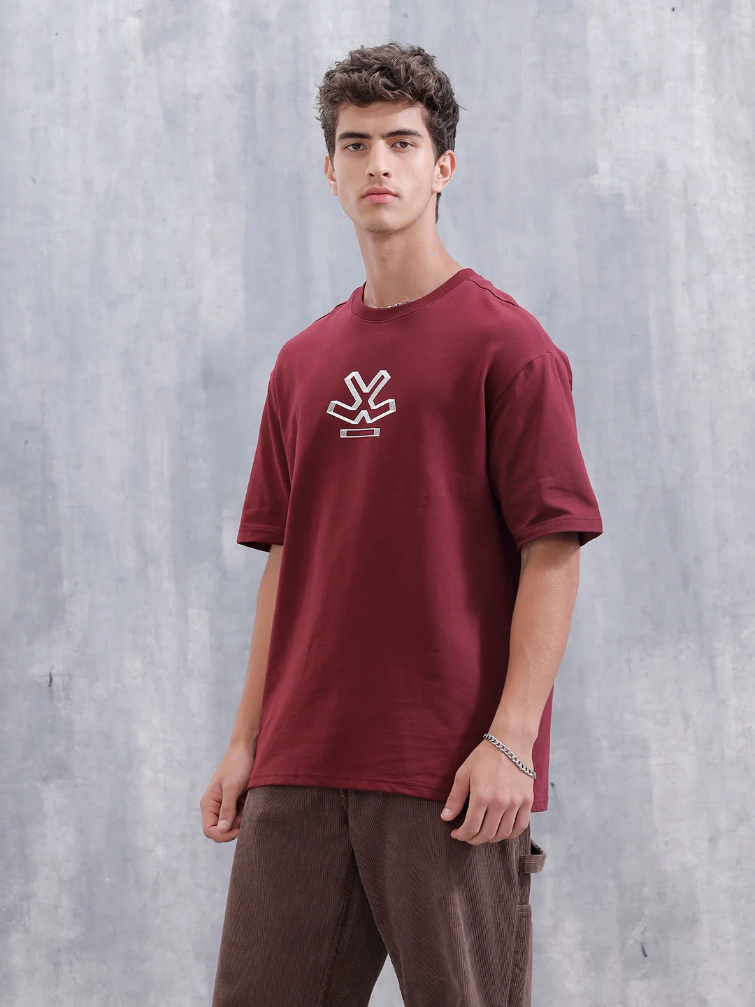 Mundane Objects Inspired Oversized Fit Back Print T-Shirt | Maroon - Image 4