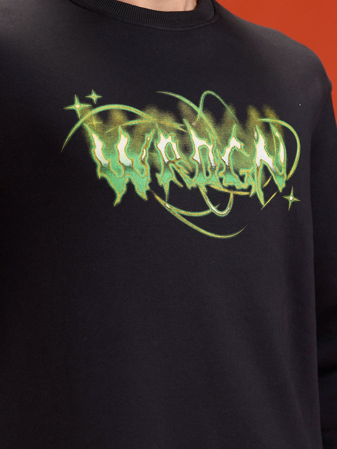 Mystical Graphic Brand Carrier Sweatshirt In Brushed Fleece | Black - Image 5