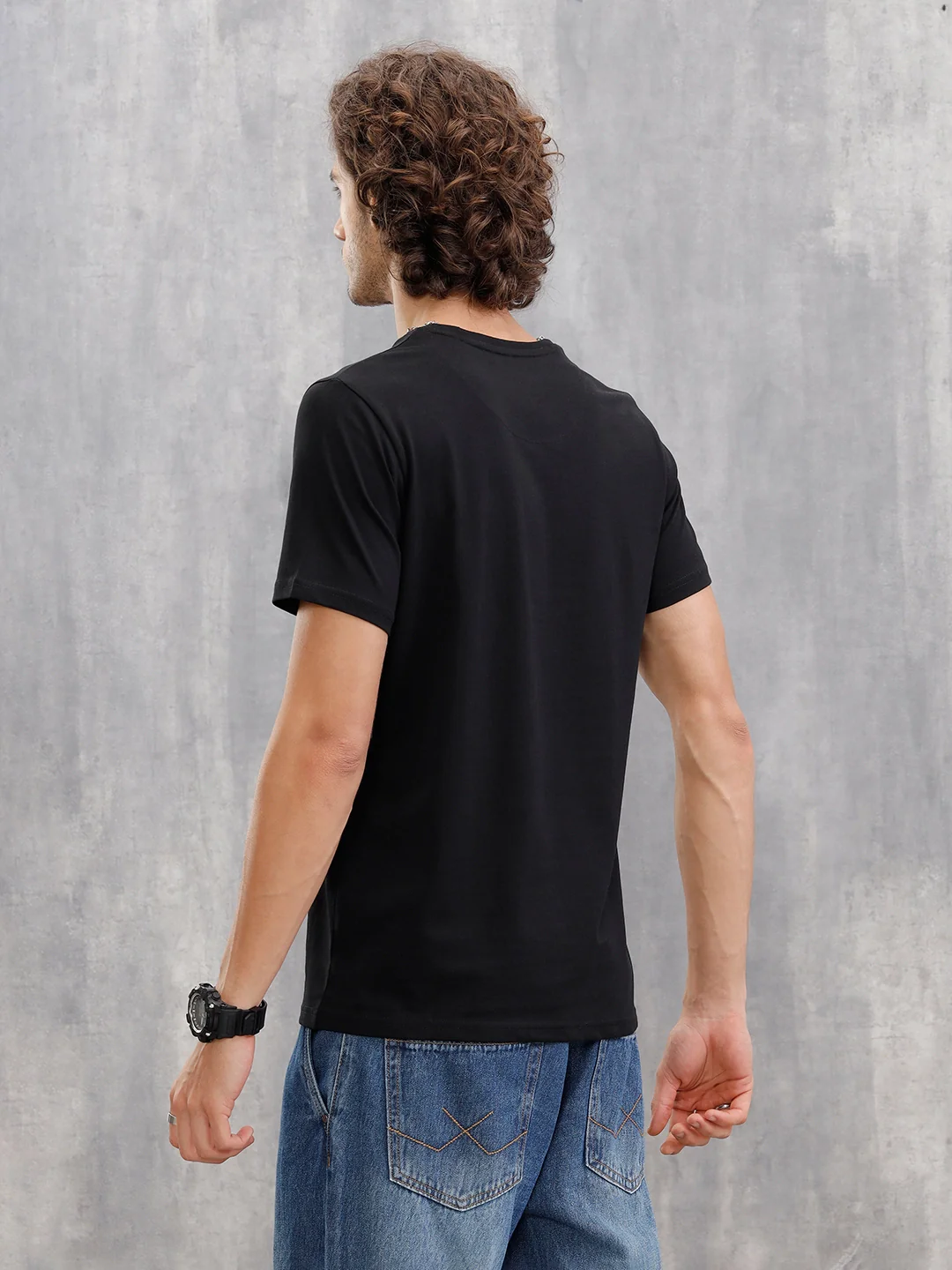 Mythical Face Graphic Crew Neck T-Shirt In Slim Fit  |  Black - Image 5