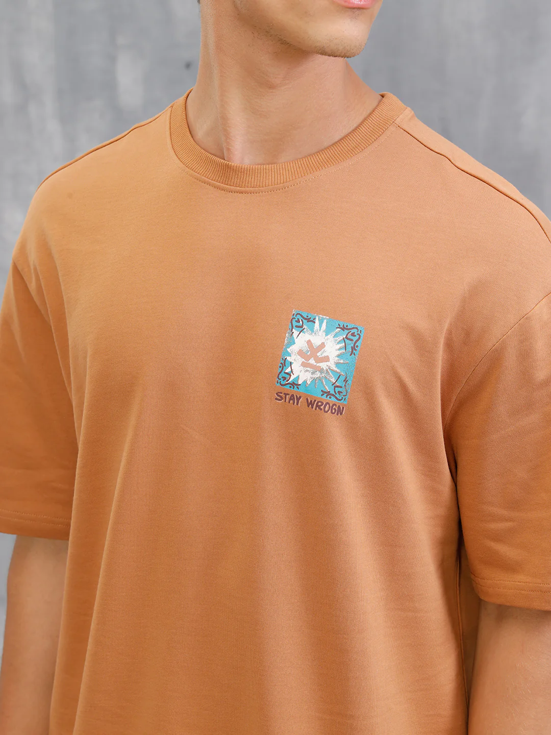 Mythical Face Inspired Back Print T-Shirt | Brown - Image 4