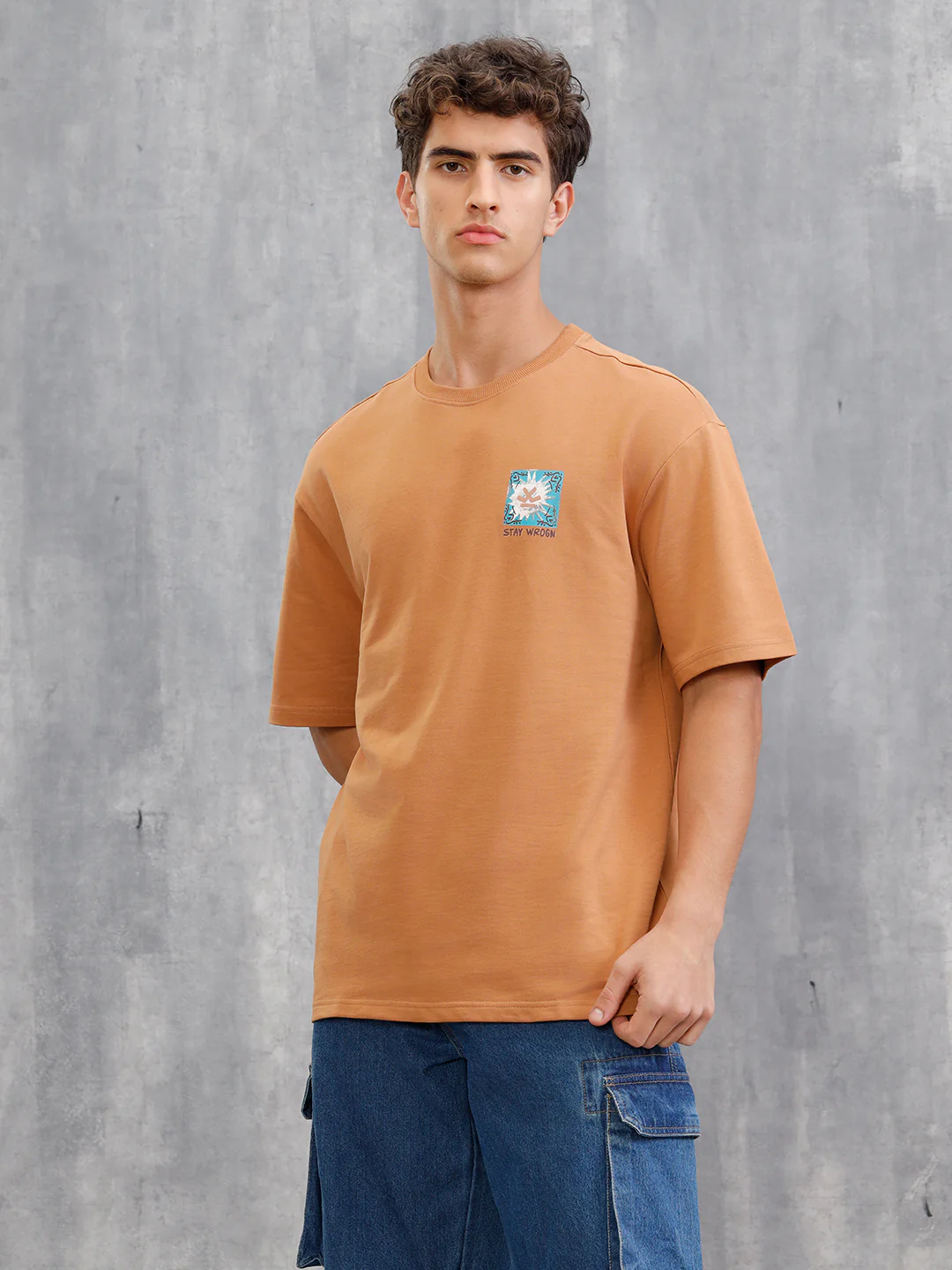 Mythical Face Inspired Back Print T-Shirt | Brown - Image 5
