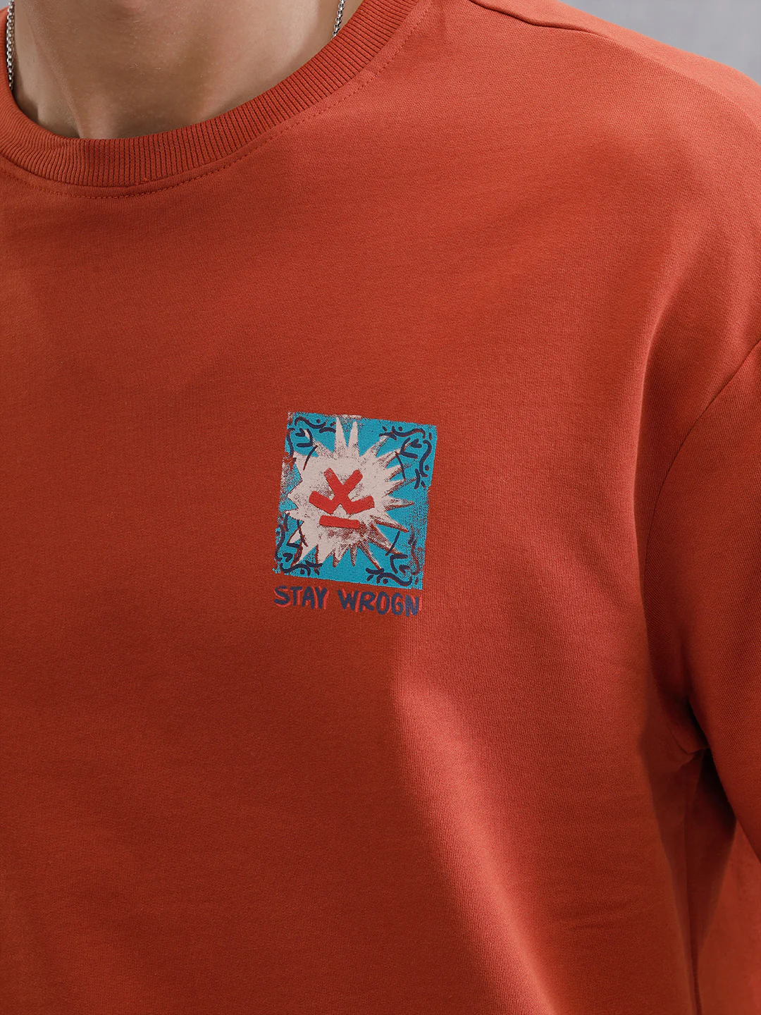 Mythical Face Inspired Back Print T-Shirt | Rust - Image 5