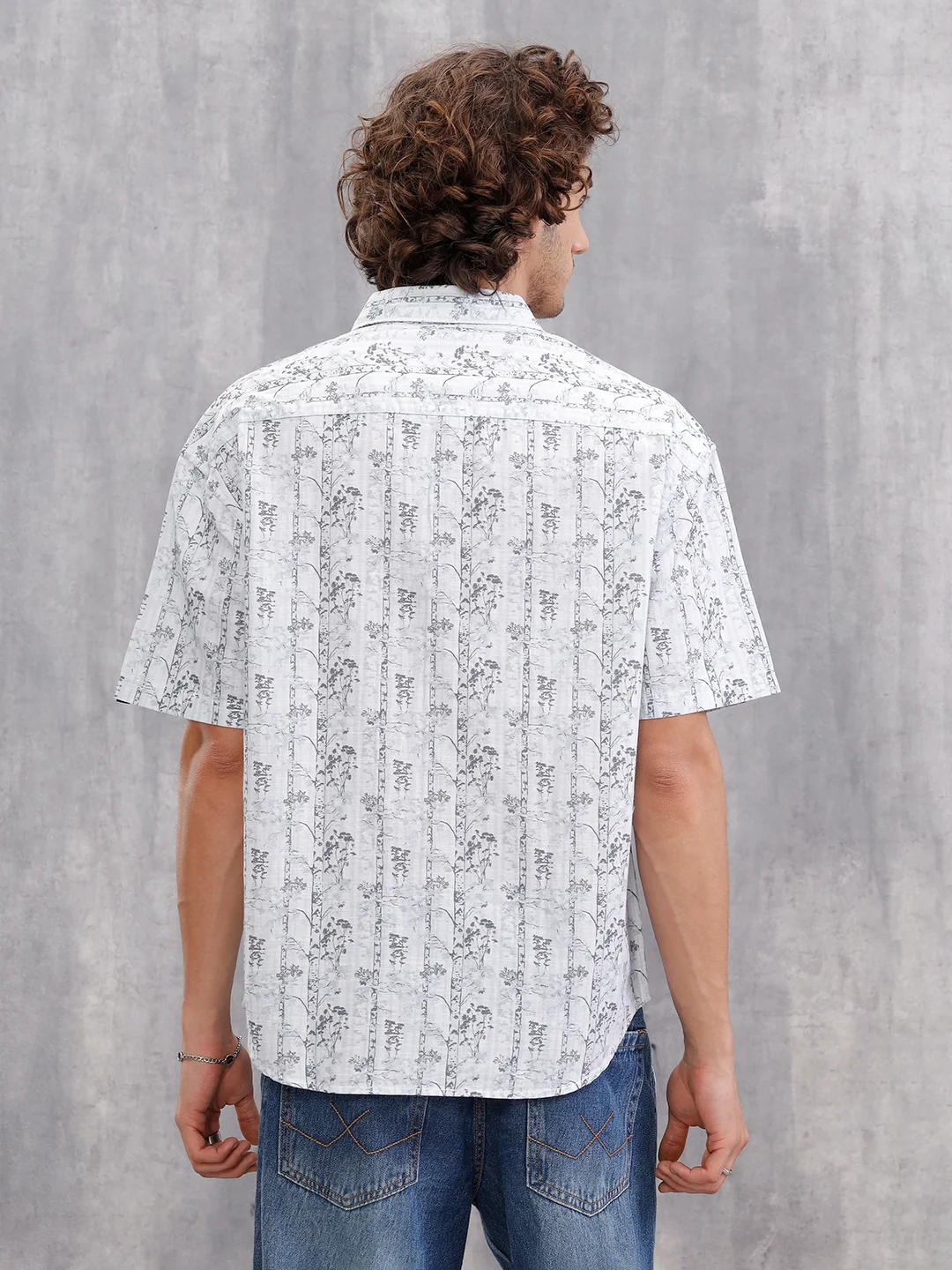 Nature Inspired Tonal Aop In Oversized Fit  |  White - Image 3