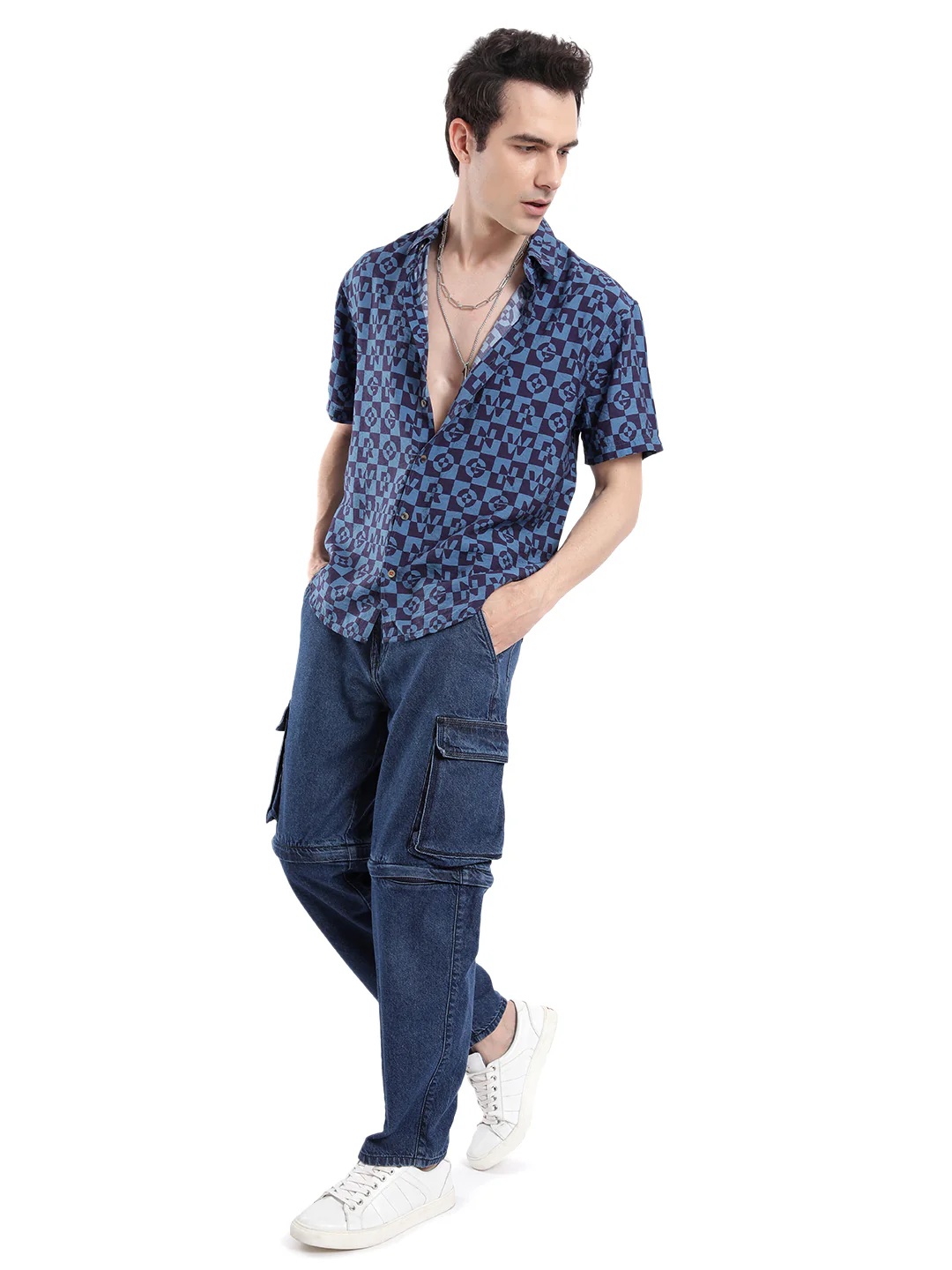 Navy Abstract AOP Shirt - Image 2