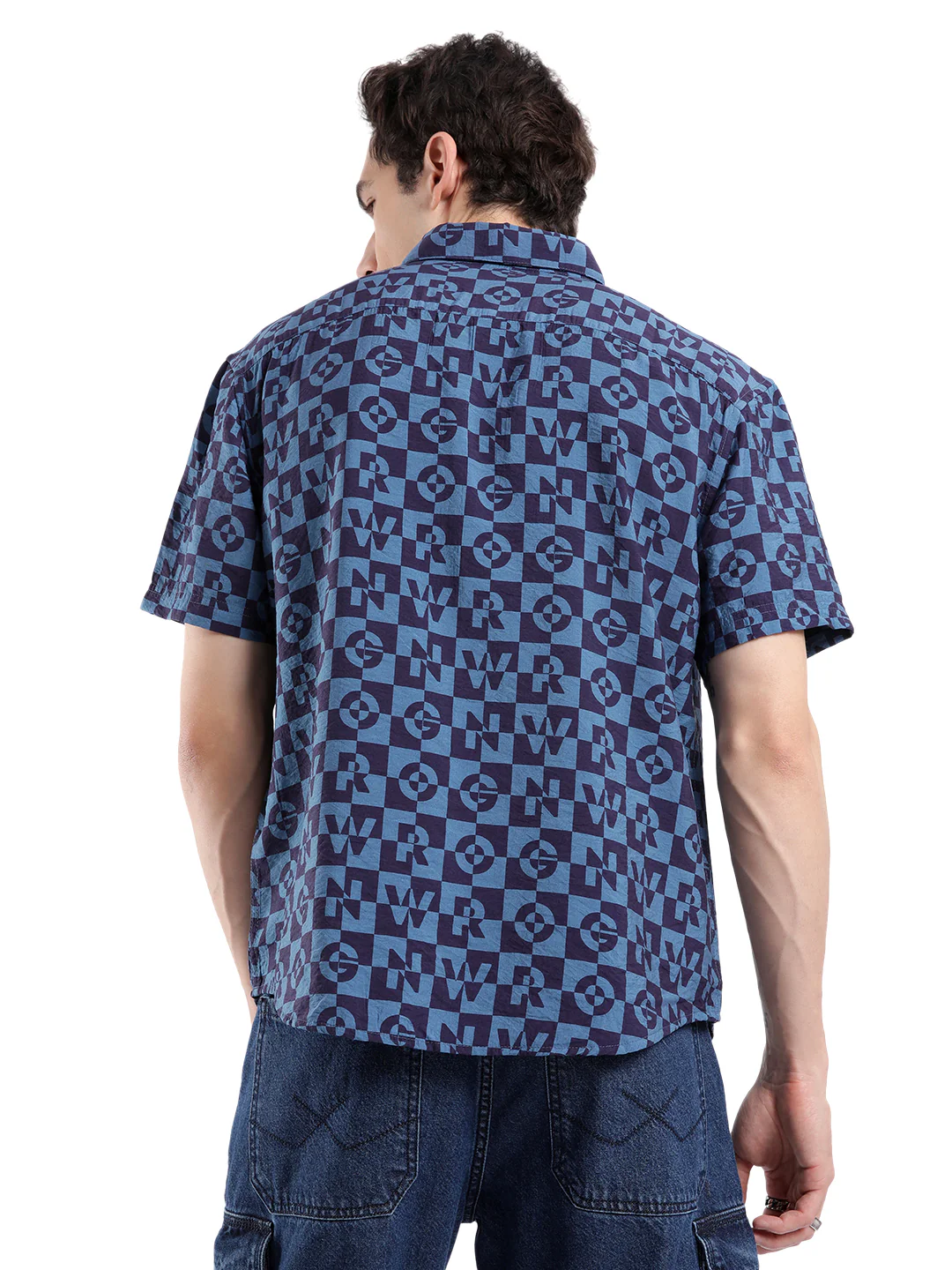 Navy Abstract AOP Shirt - Image 3