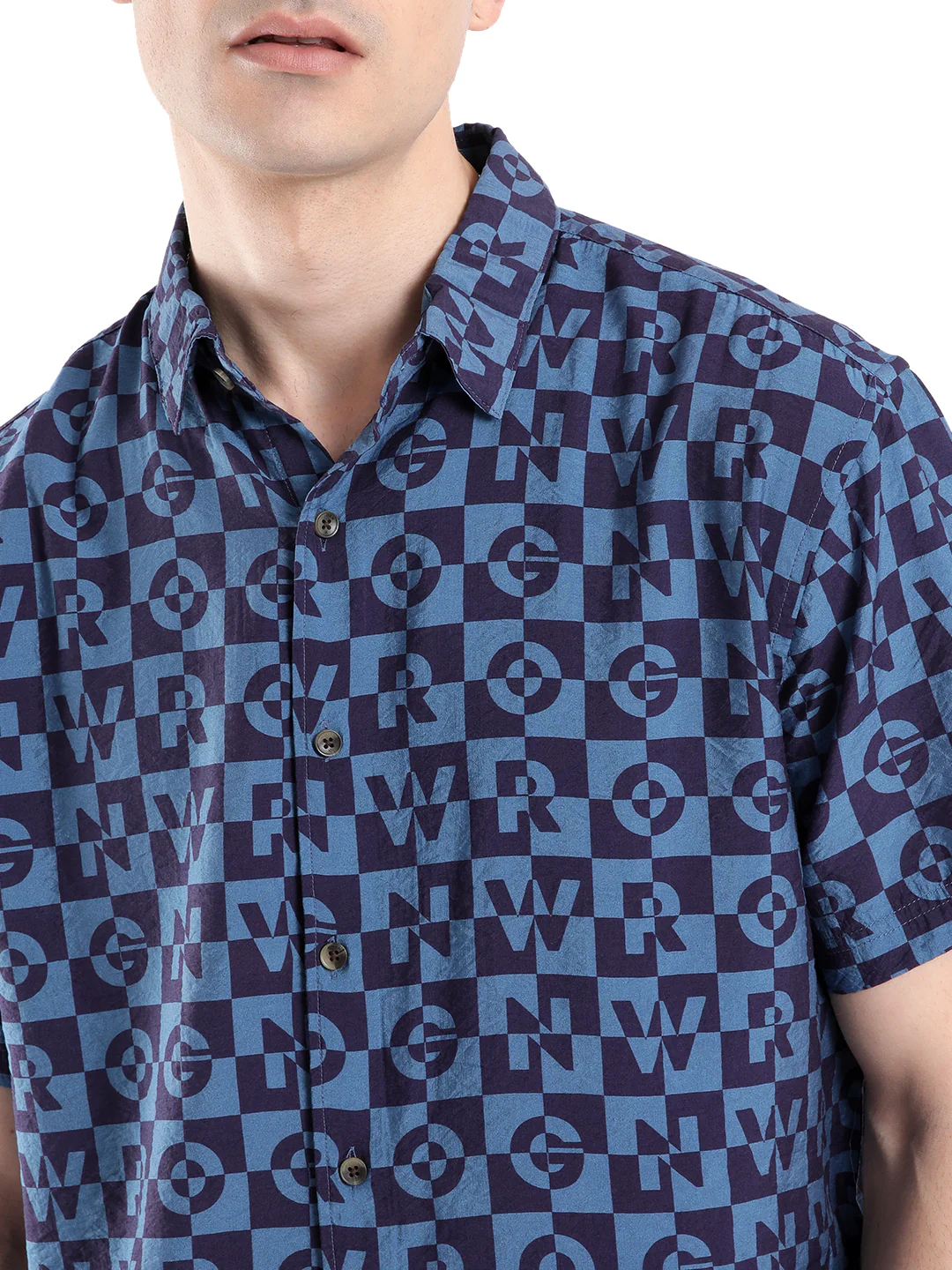 Navy Abstract AOP Shirt - Image 5