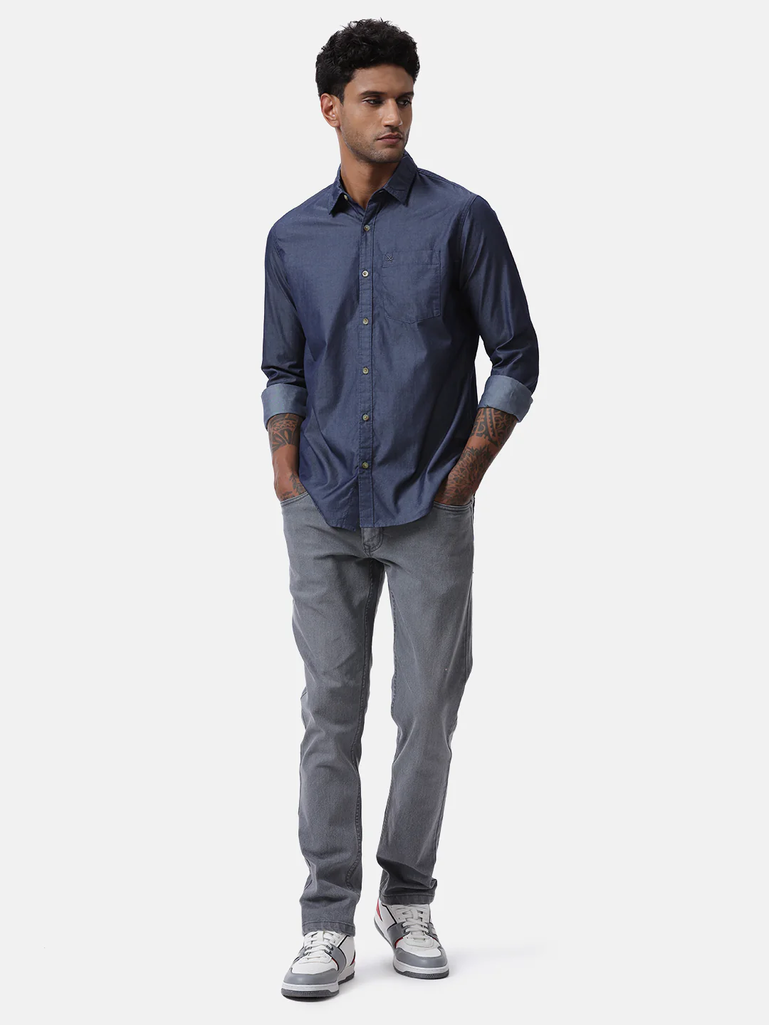 Navy Blue Denim Shirt - Image 2