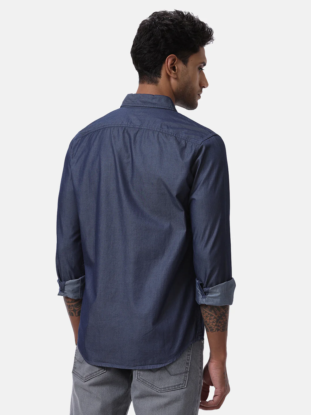 Navy Blue Denim Shirt - Image 3