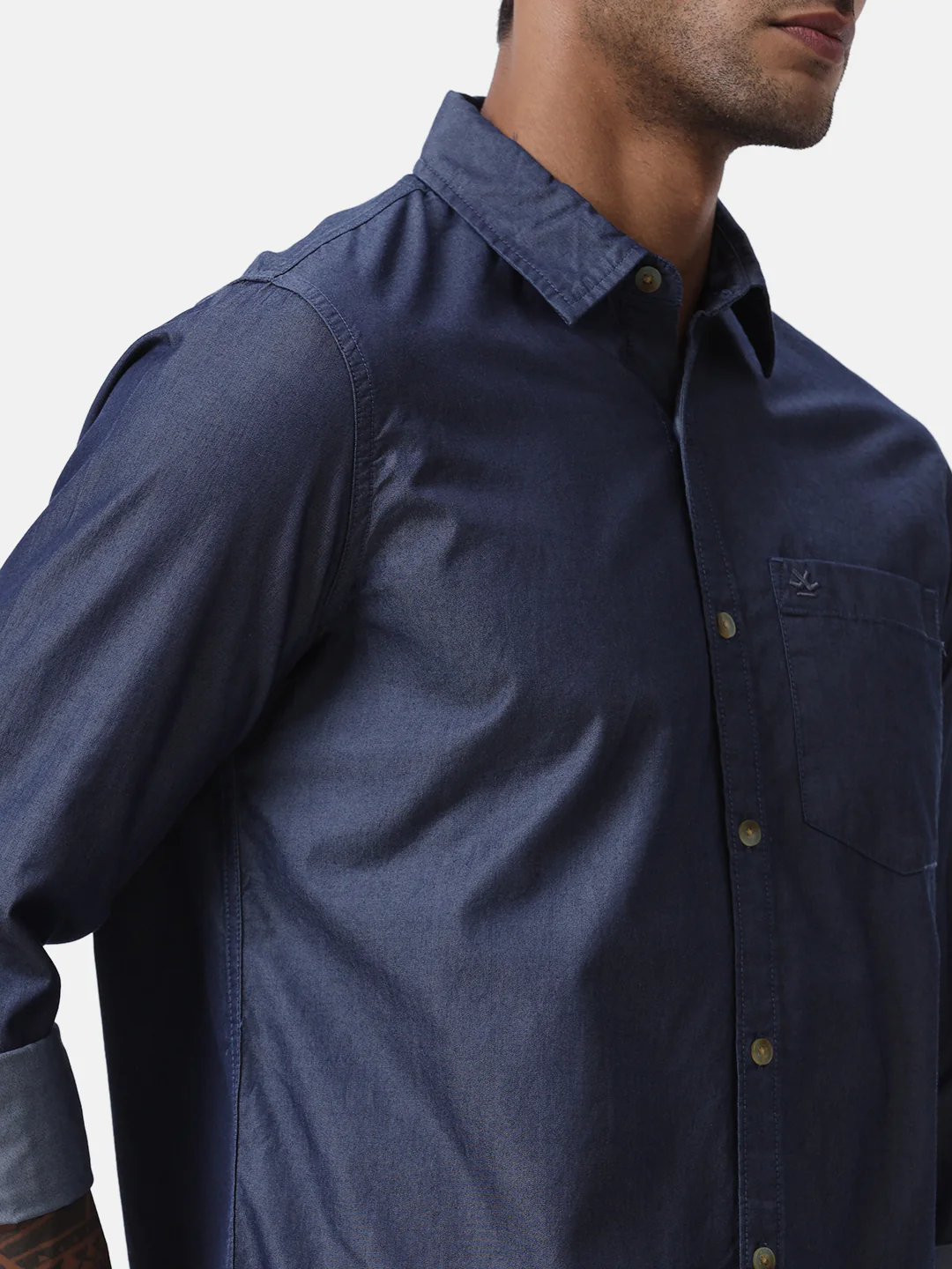 Navy Blue Denim Shirt - Image 5