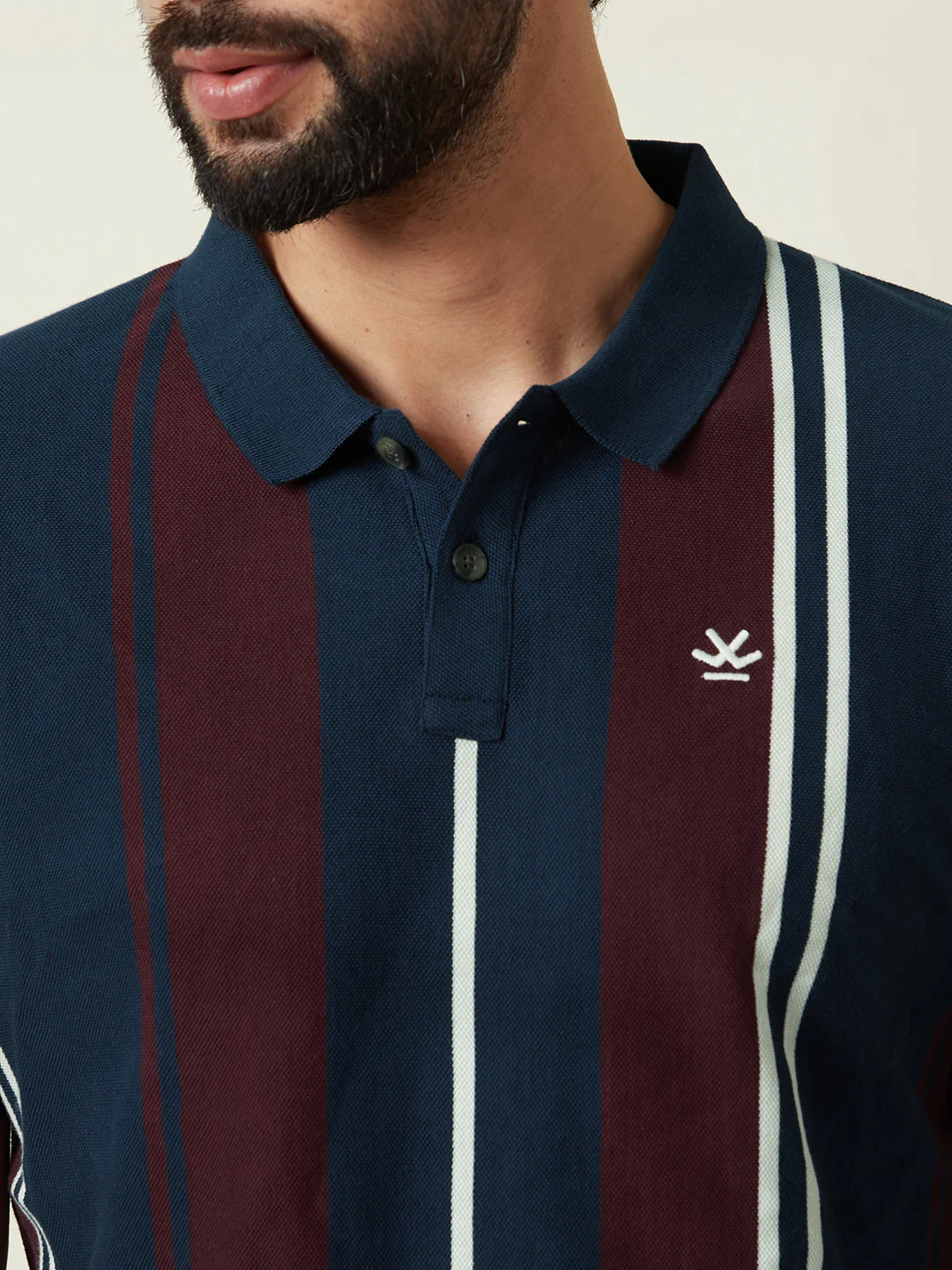 Navy Striped Slim Fit Polo T-Shirt - Image 5