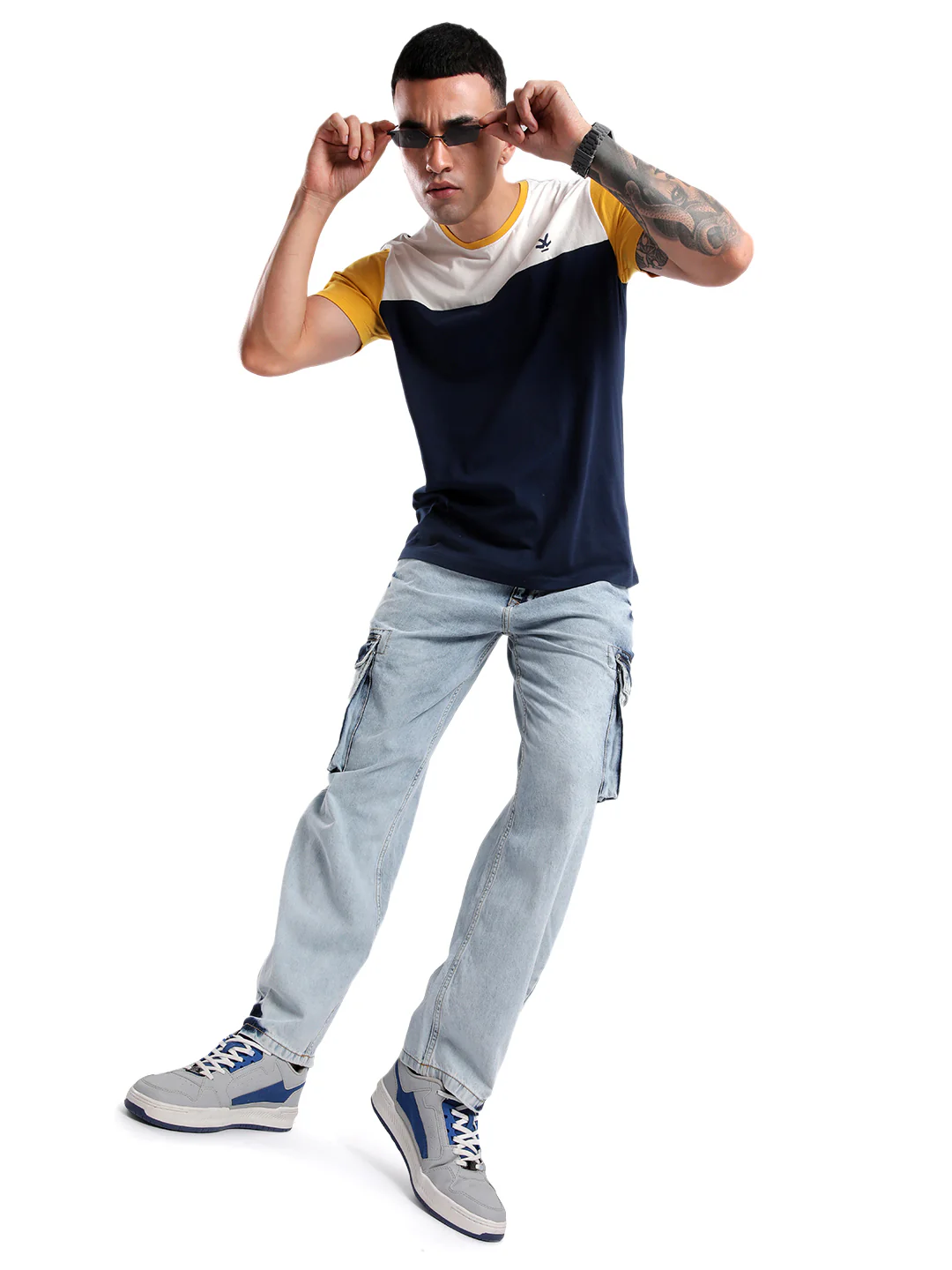 Navy Swerve Colourblocked T-Shirt - Image 2