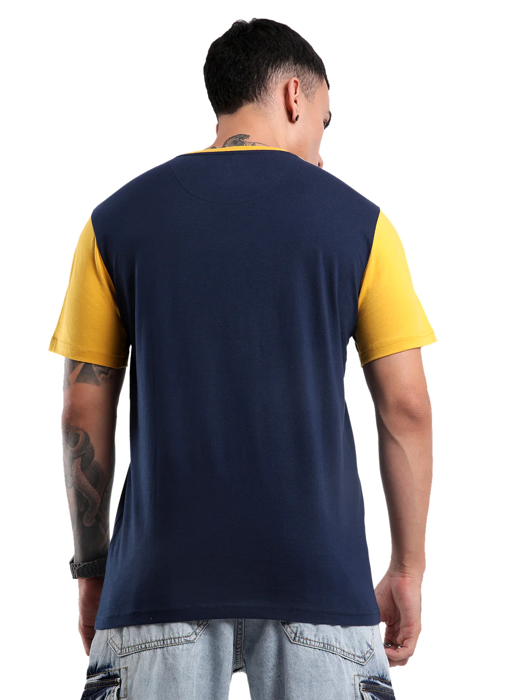 Navy Swerve Colourblocked T-Shirt - Image 3