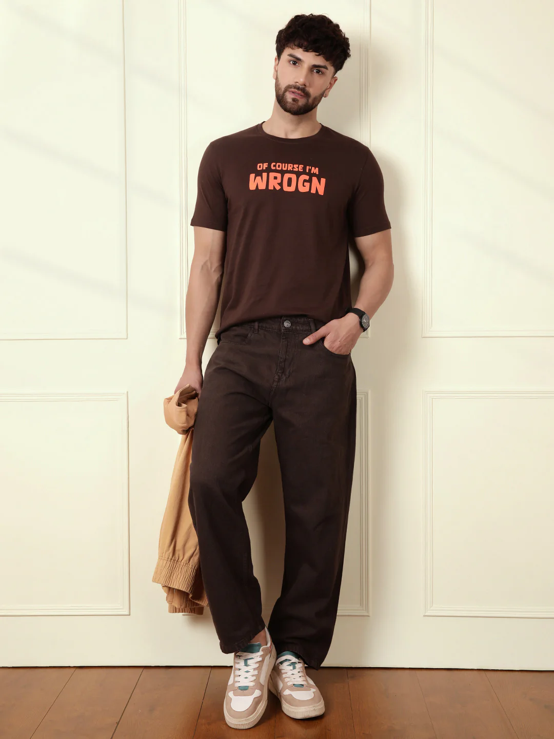 Puff Print Slim Fit T-Shirt | Brown - Image 4