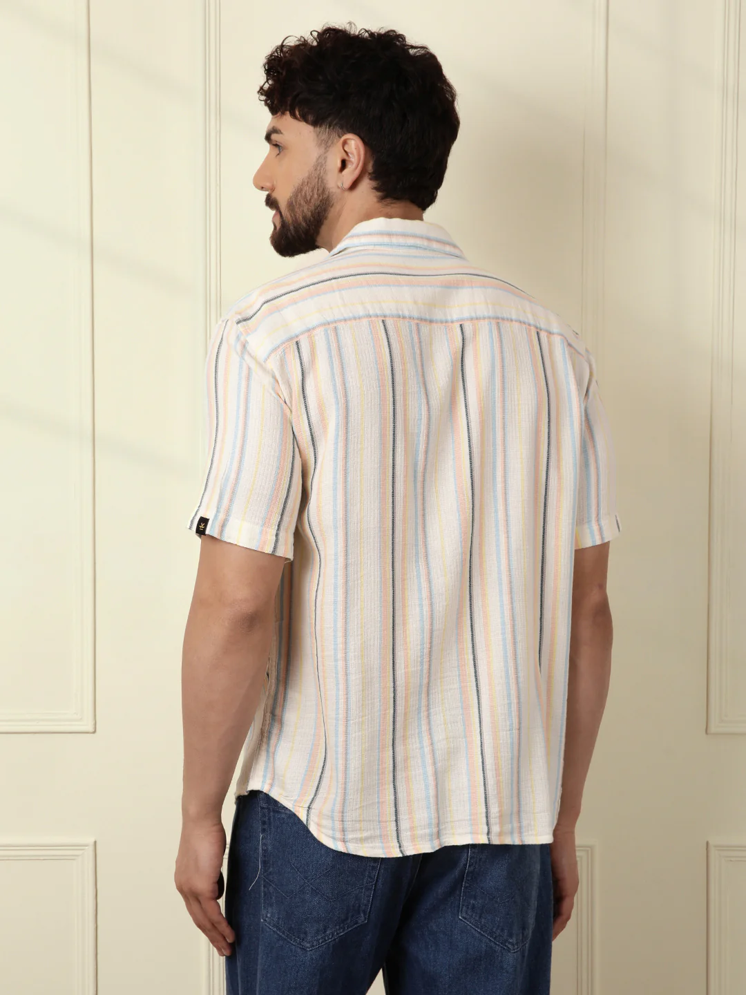 Casual Textured Short Sleeve Shirt | Off White - Image 3