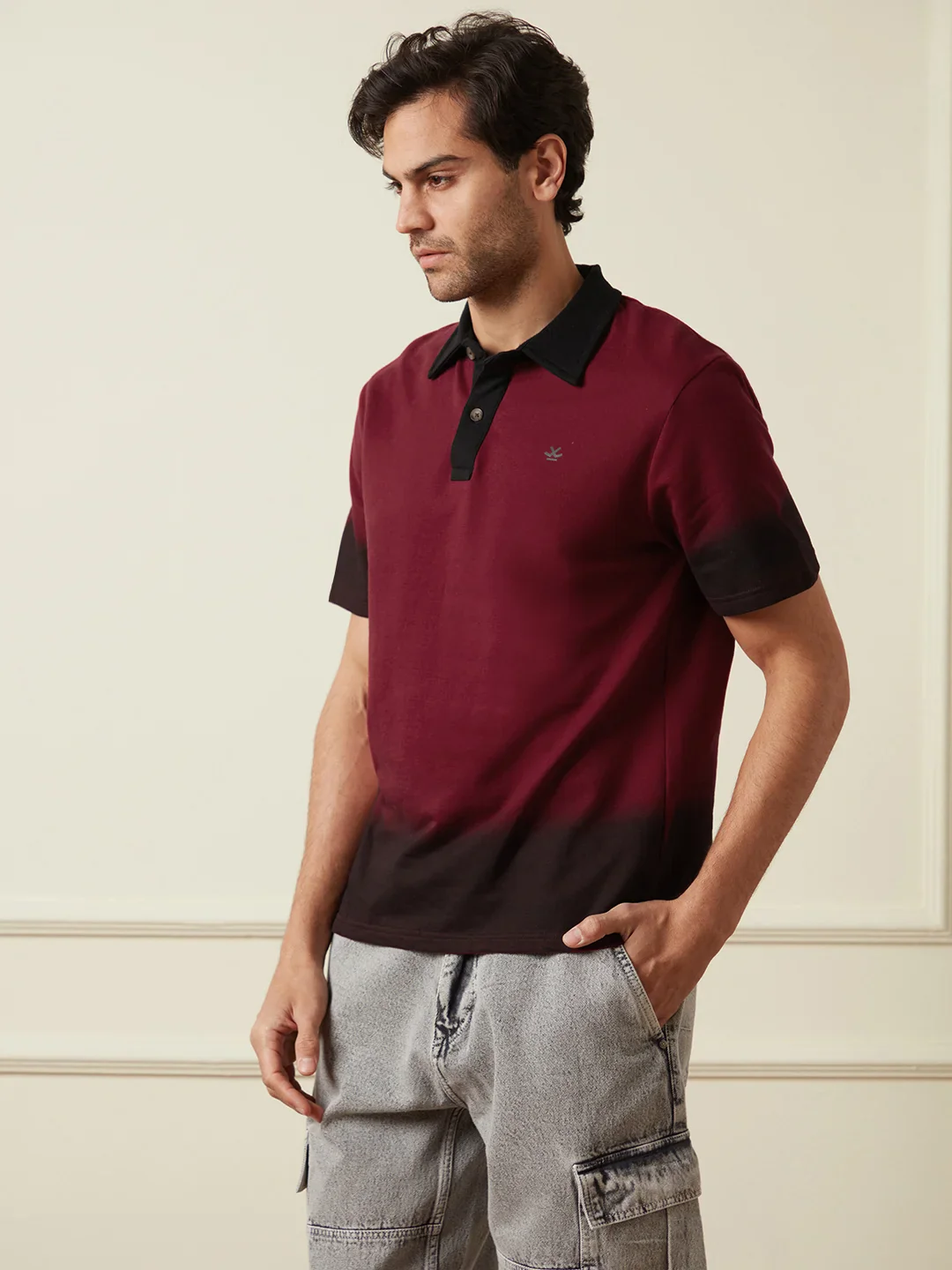Heavy GSM Ombre Polo T-Shirt | Maroon - Image 4