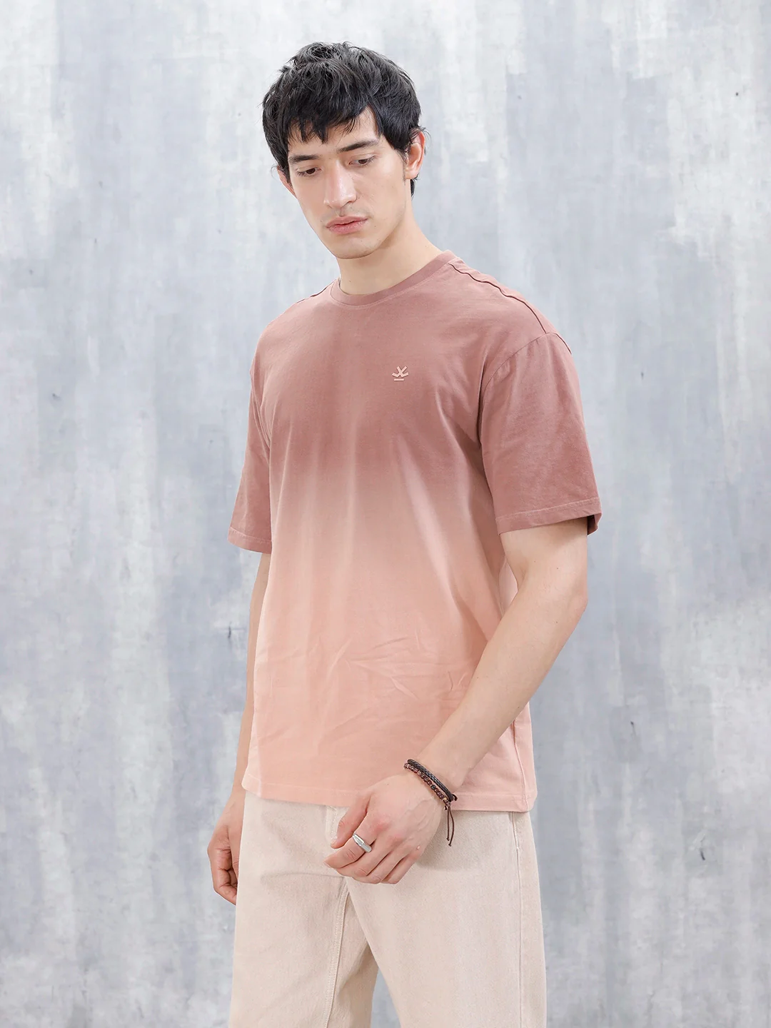 Ombre Dye Oversized Fit T-Shirt For Men | Brown - Image 4