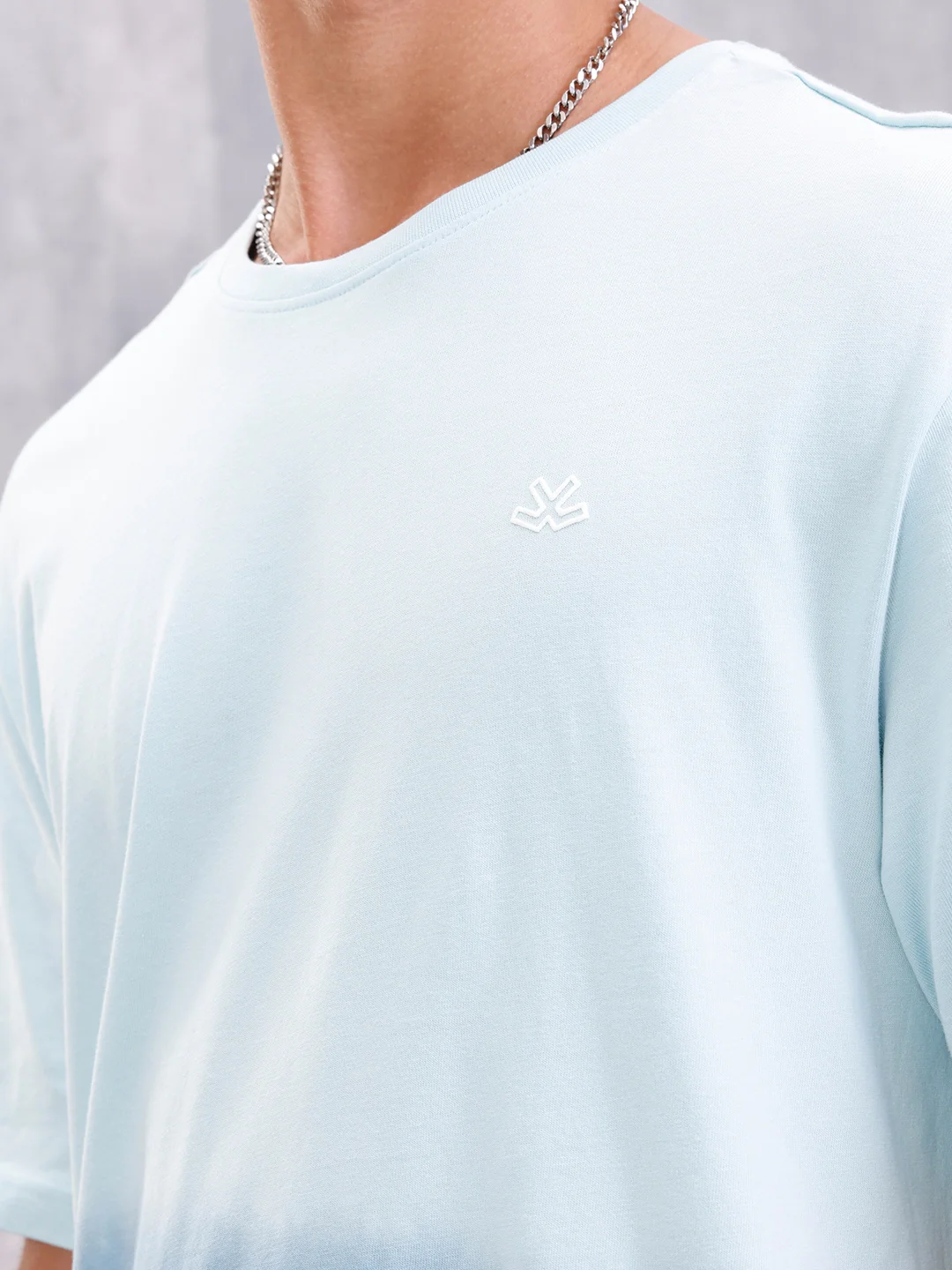 Ombre Dyed Back Graphic Puff Printed Oversized Fit T-Shirt | Light Blue - Image 5