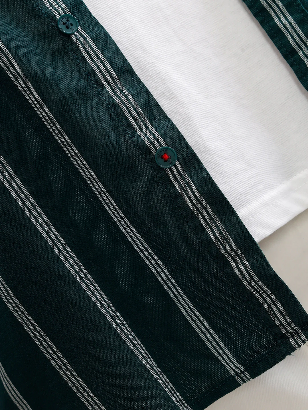 Open Dobby Stripe Shirt In Regular Fit  |  Dark Green - Image 5