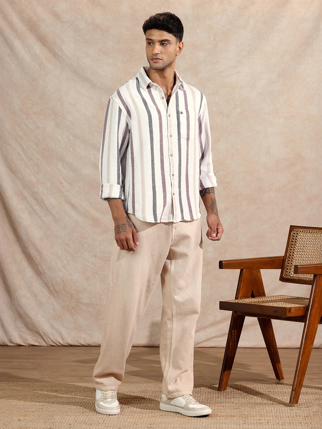 Open Dobby Striper Shirt | Off White - Image 2