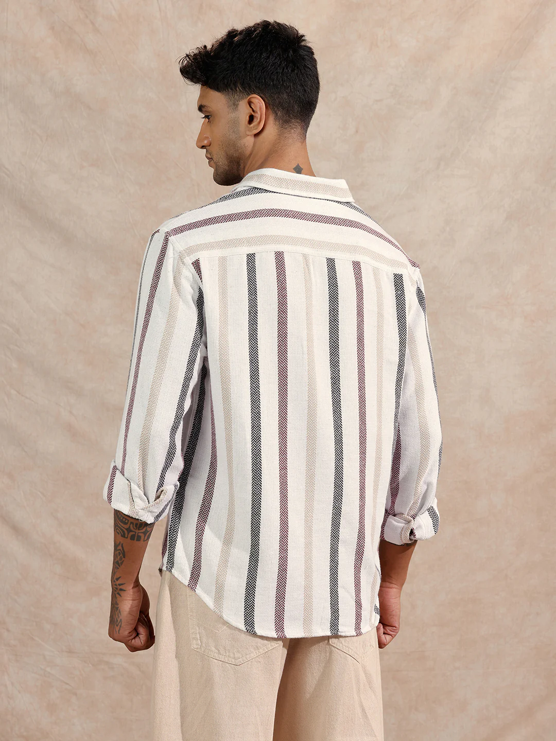 Open Dobby Striper Shirt | Off White - Image 3