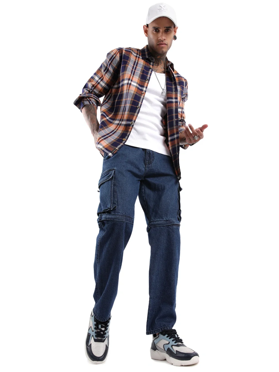 Orange Checked Slim Fit Shirt - Image 2