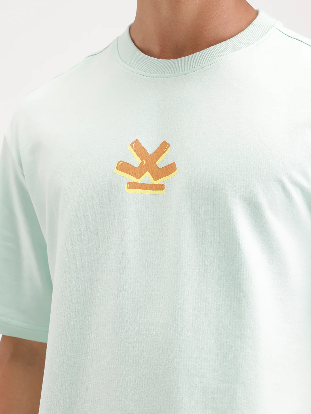 Oversized Back Printed T-Shirt  | Light Blue - Image 4