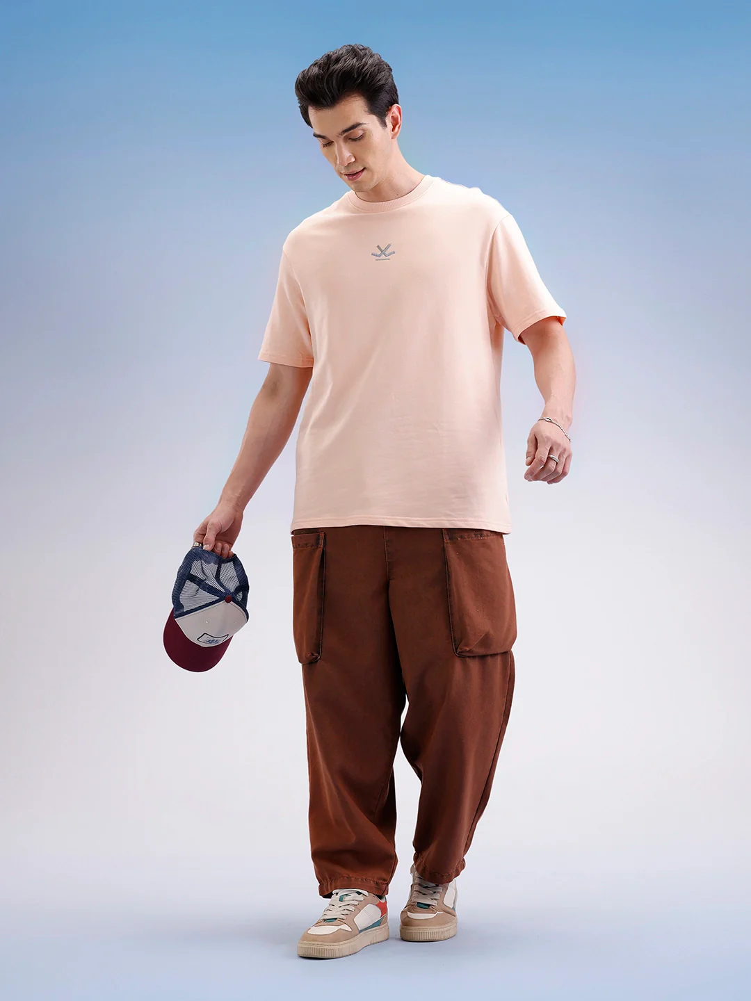 Oversized Back Printed T-Shirt  | Peach - Image 2