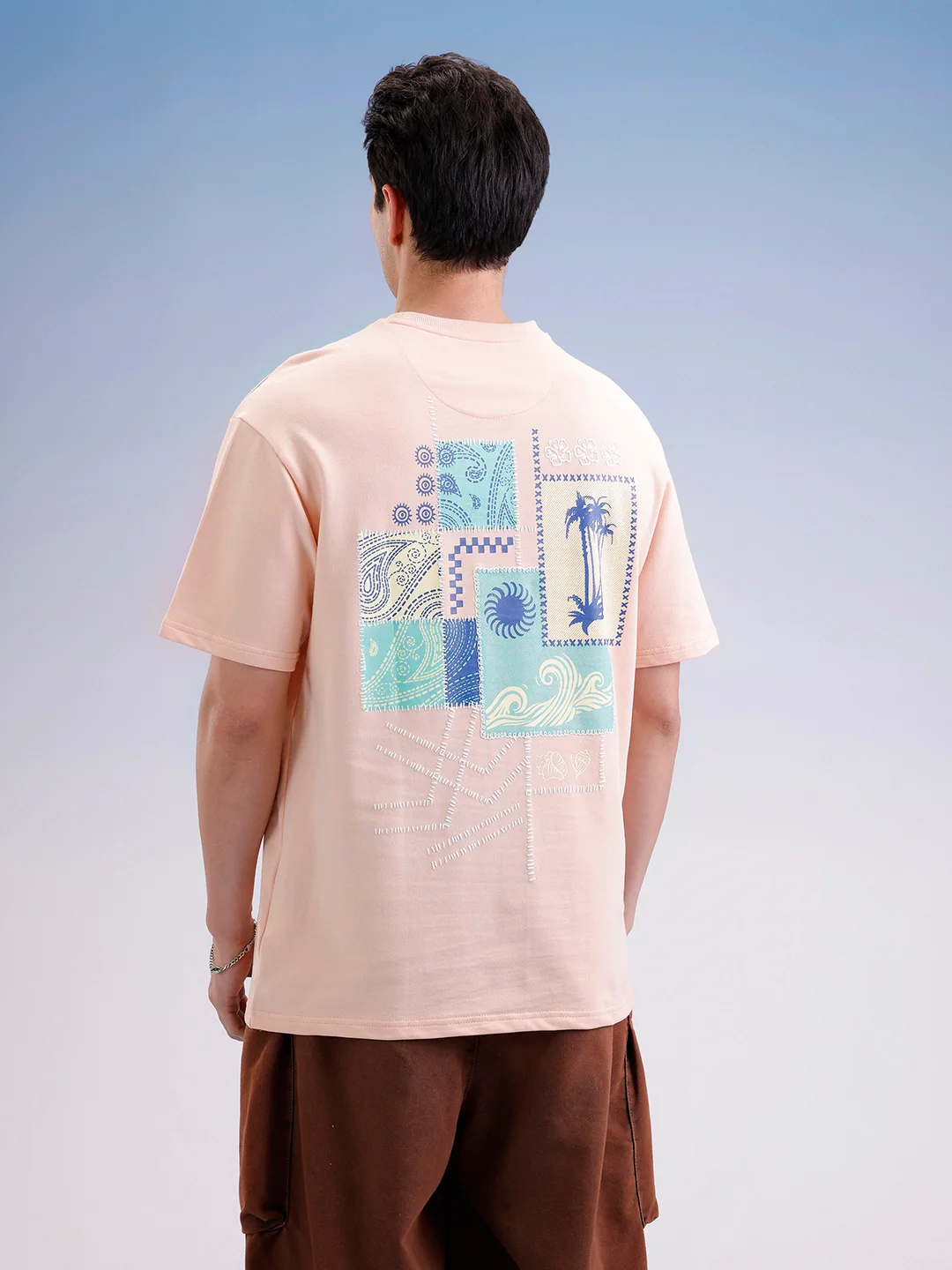 Oversized Back Printed T-Shirt  | Peach - Image 3