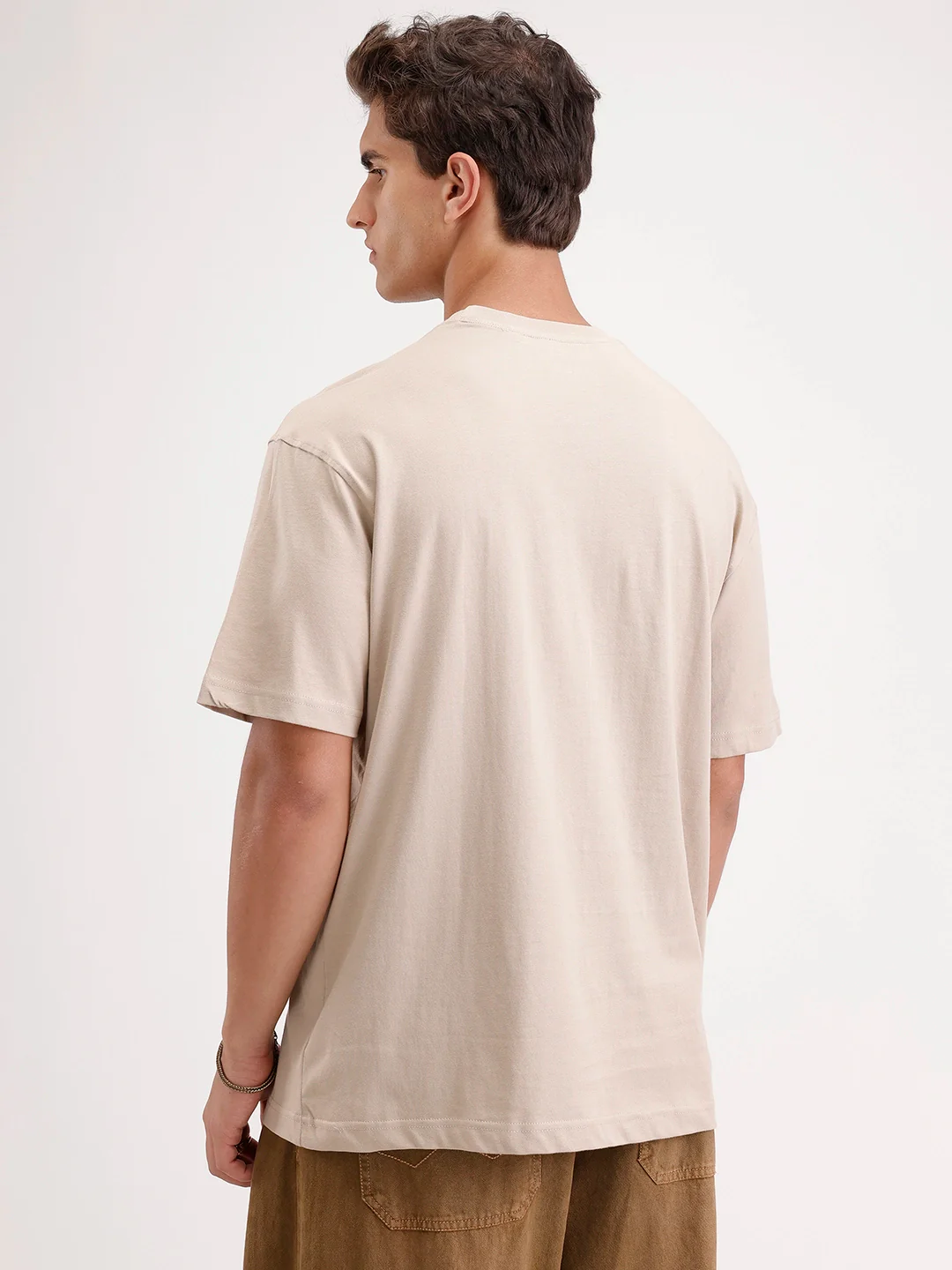 Oversized Cut & Sew T-Shirt | Beige - Image 3