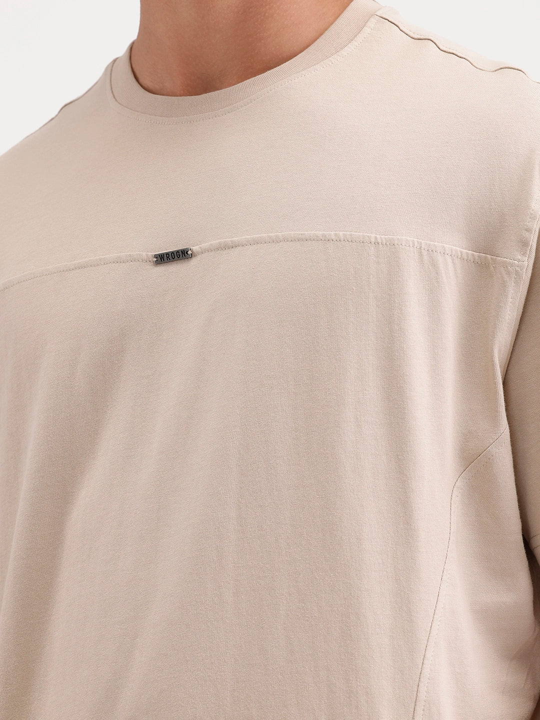 Oversized Cut & Sew T-Shirt | Beige - Image 6