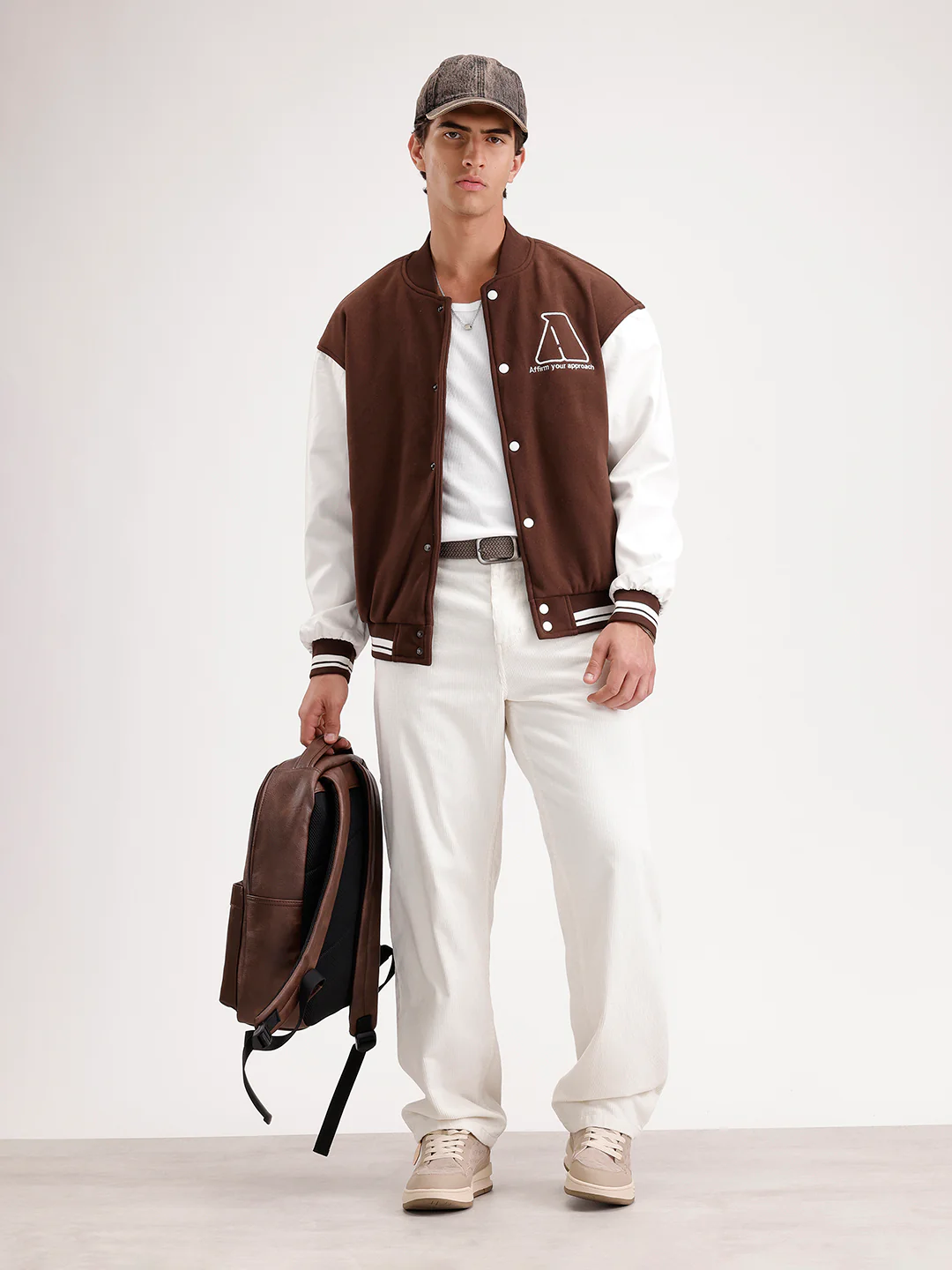 Oversized Embroidered Bomber Jacket  | Brown - Image 2