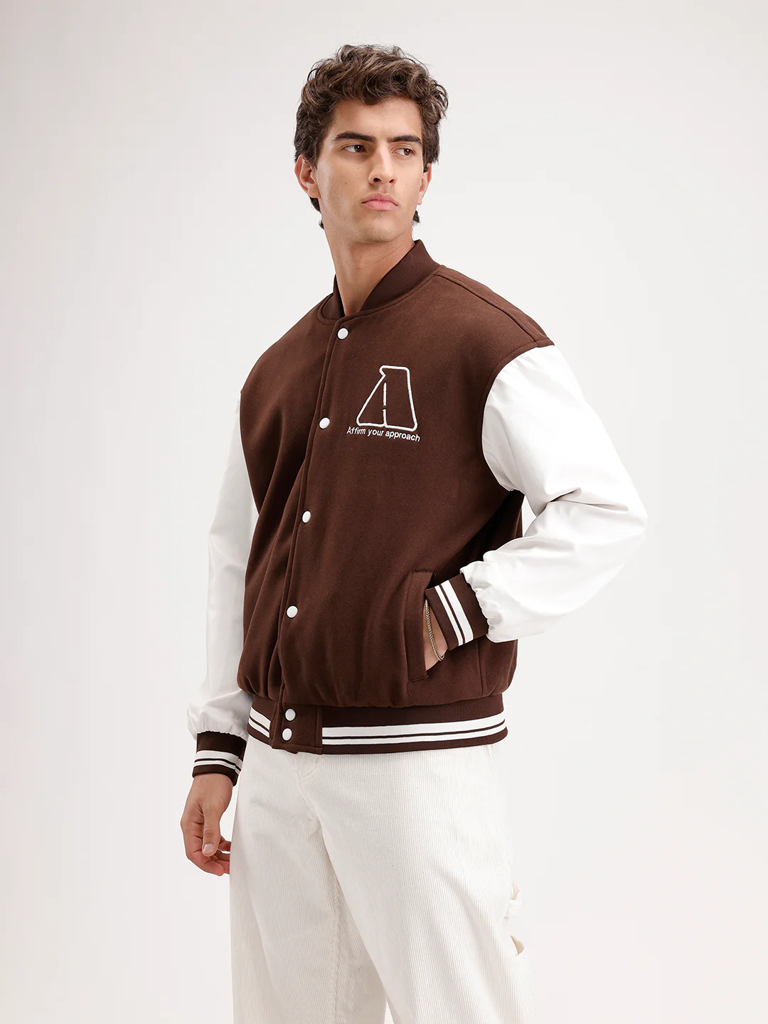 Oversized Embroidered Bomber Jacket  | Brown - Image 4