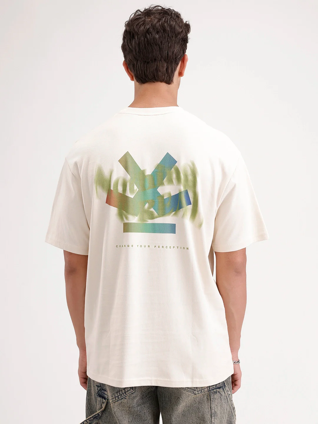 Oversized Fit Back Printed T-Shirt | Beige - Image 3