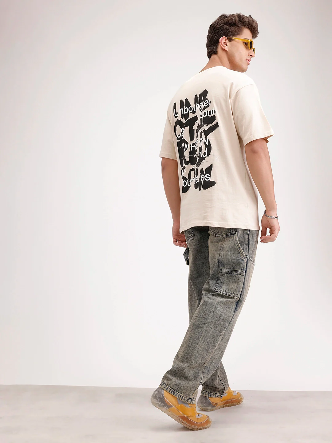 Oversized Fit Back Printed T-Shirt | Beige - Image 2