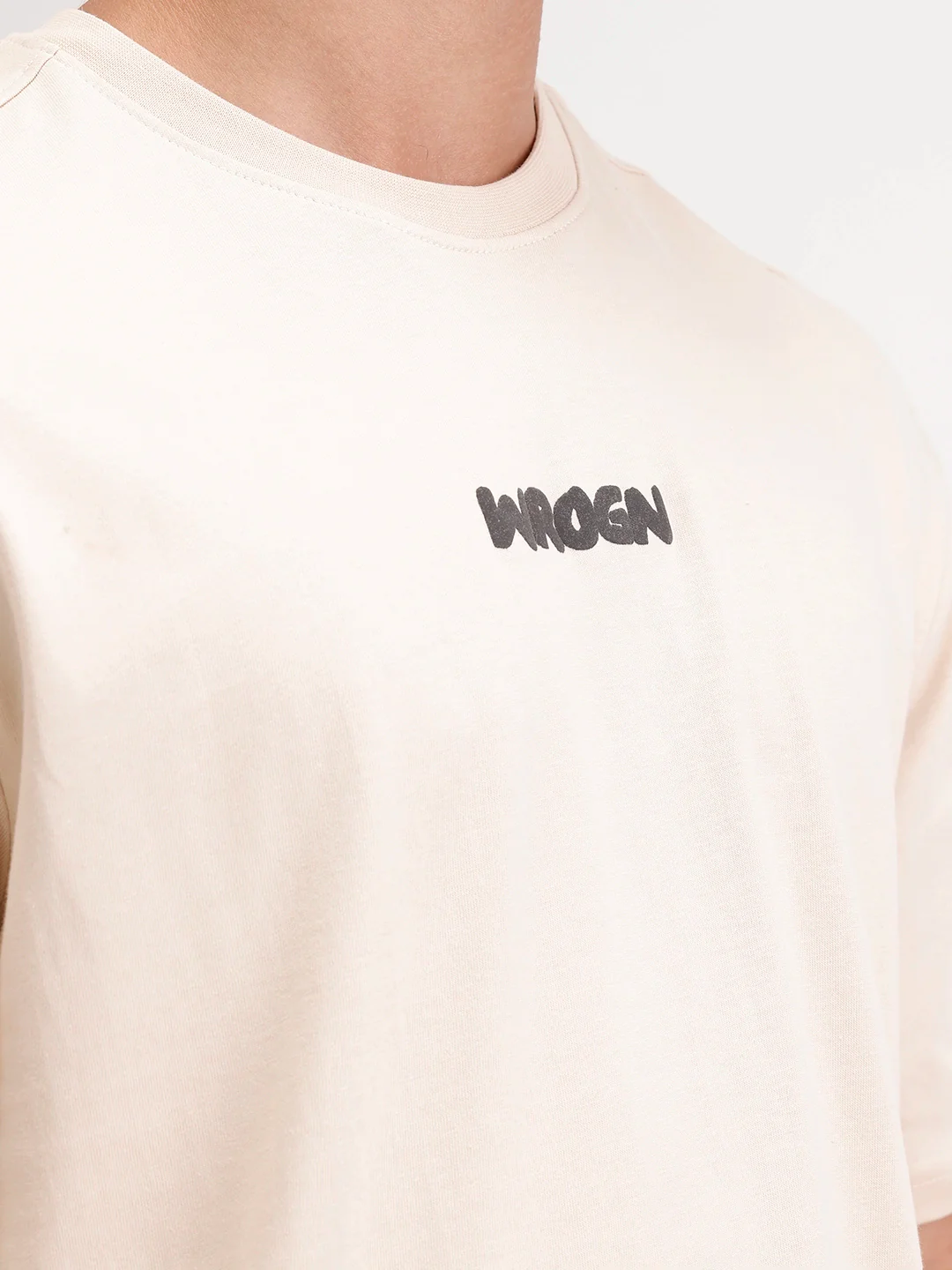 Oversized Fit Back Printed T-Shirt | Beige - Image 6