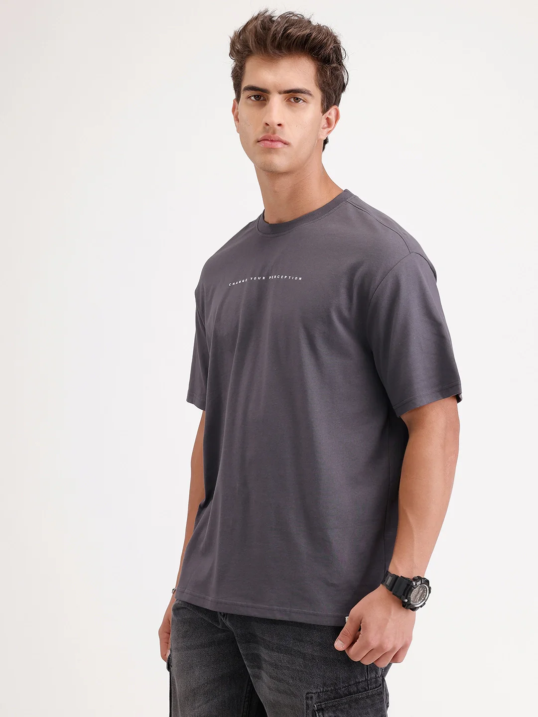 Oversized Fit Back Printed T-Shirt | Dark Grey - Image 4