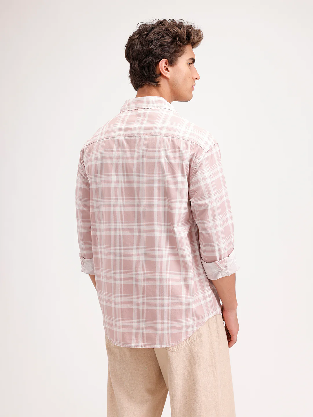 Oversized Fit Checkered Shirt  | Pink - Image 3
