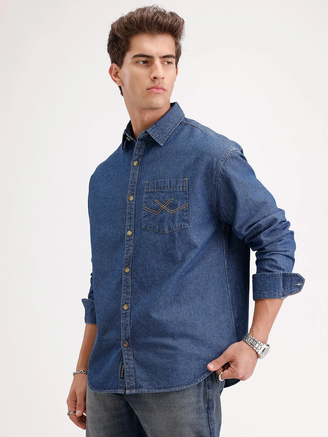 Oversized Fit Denim Shirt | Blue - Image 4