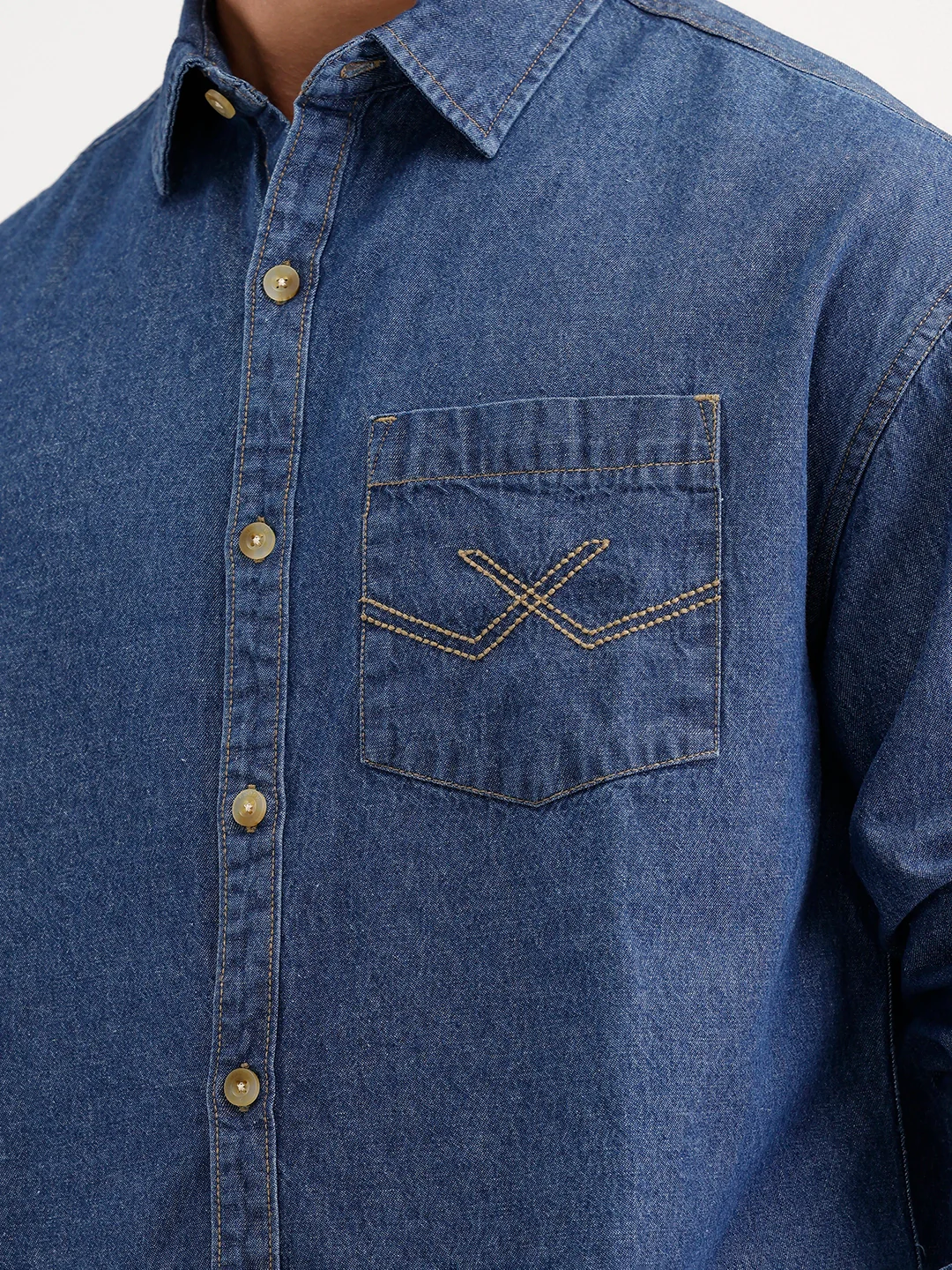 Oversized Fit Denim Shirt | Blue - Image 5