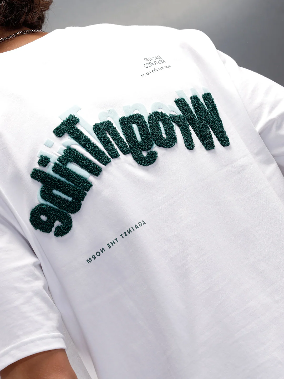 Oversized Fit T-Shirt With Embroidered & Printed Back | White - Image 3